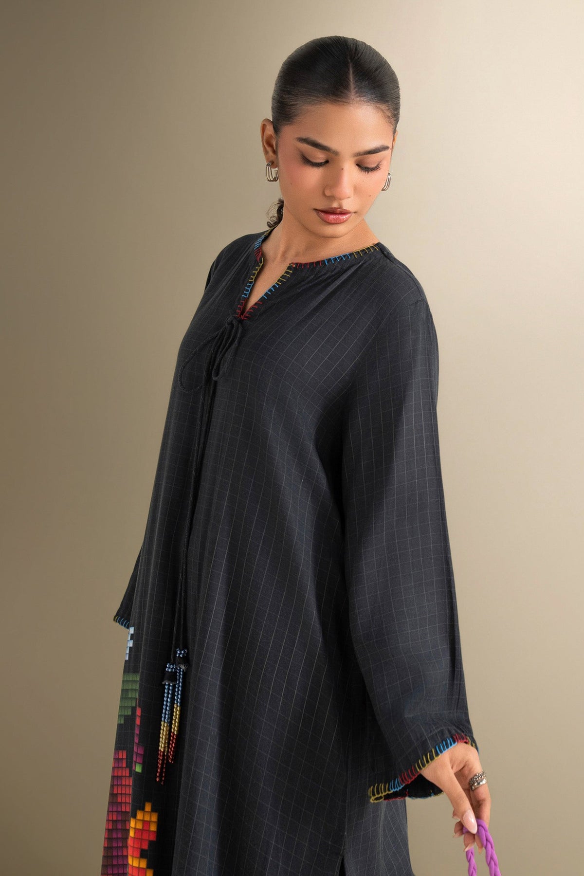 2 Pc Printed Twill Suit - MBD1095-ESM-BLK