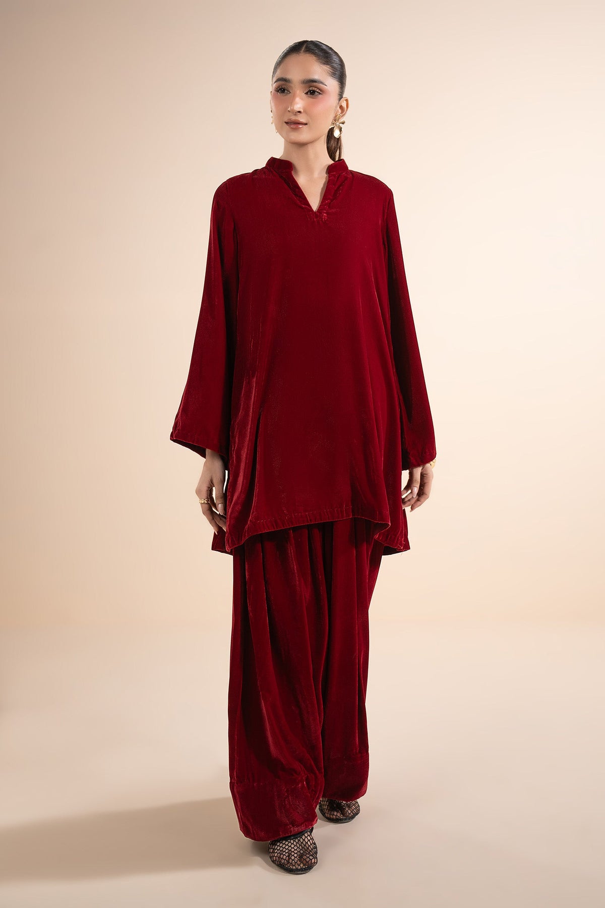 2 Pc Dyed Velvet Suit - MBW178B-ESM-PNK