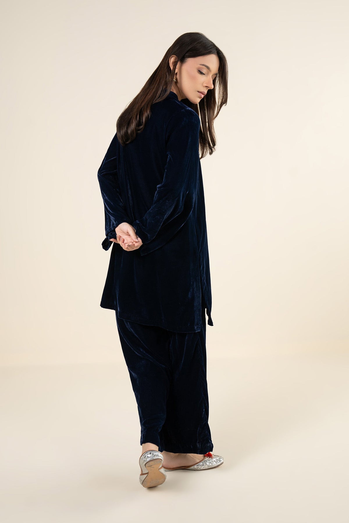 2 Pc Dyed Velvet Suit - MBW178C-ESM-BLU