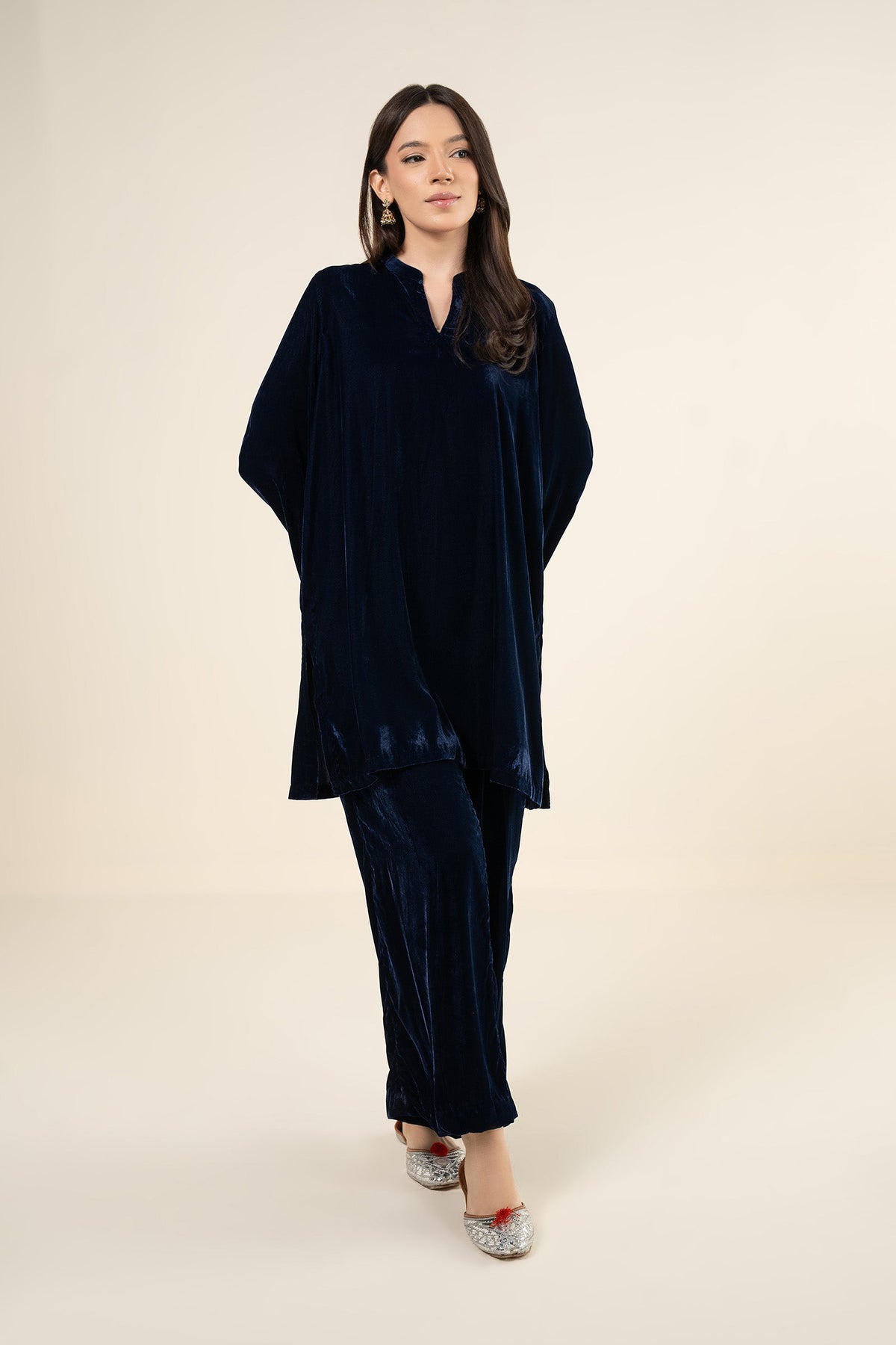 2 Pc Dyed Velvet Suit - MBW178C-ESM-BLU