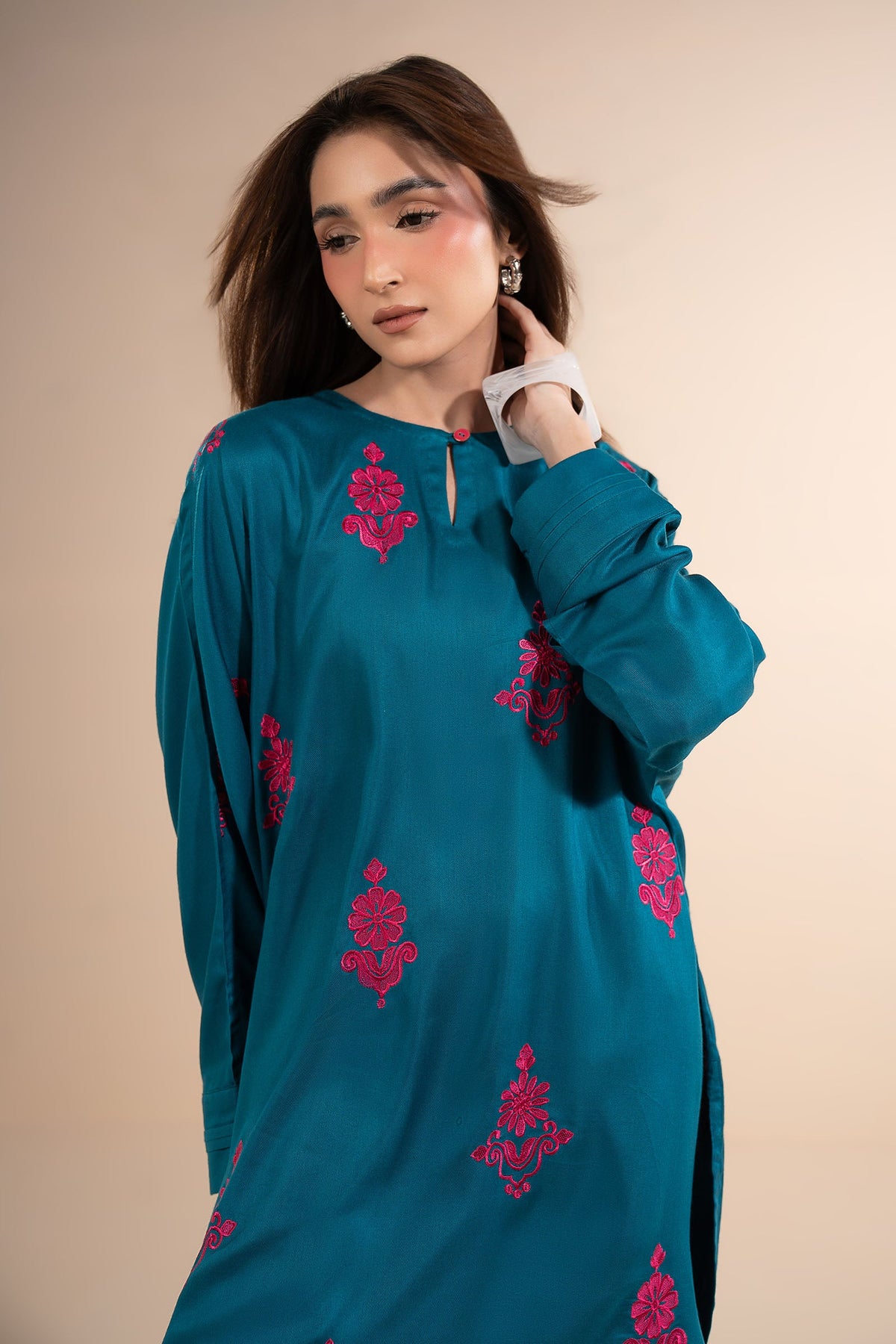 2 Pc Embroidered Twill Suit