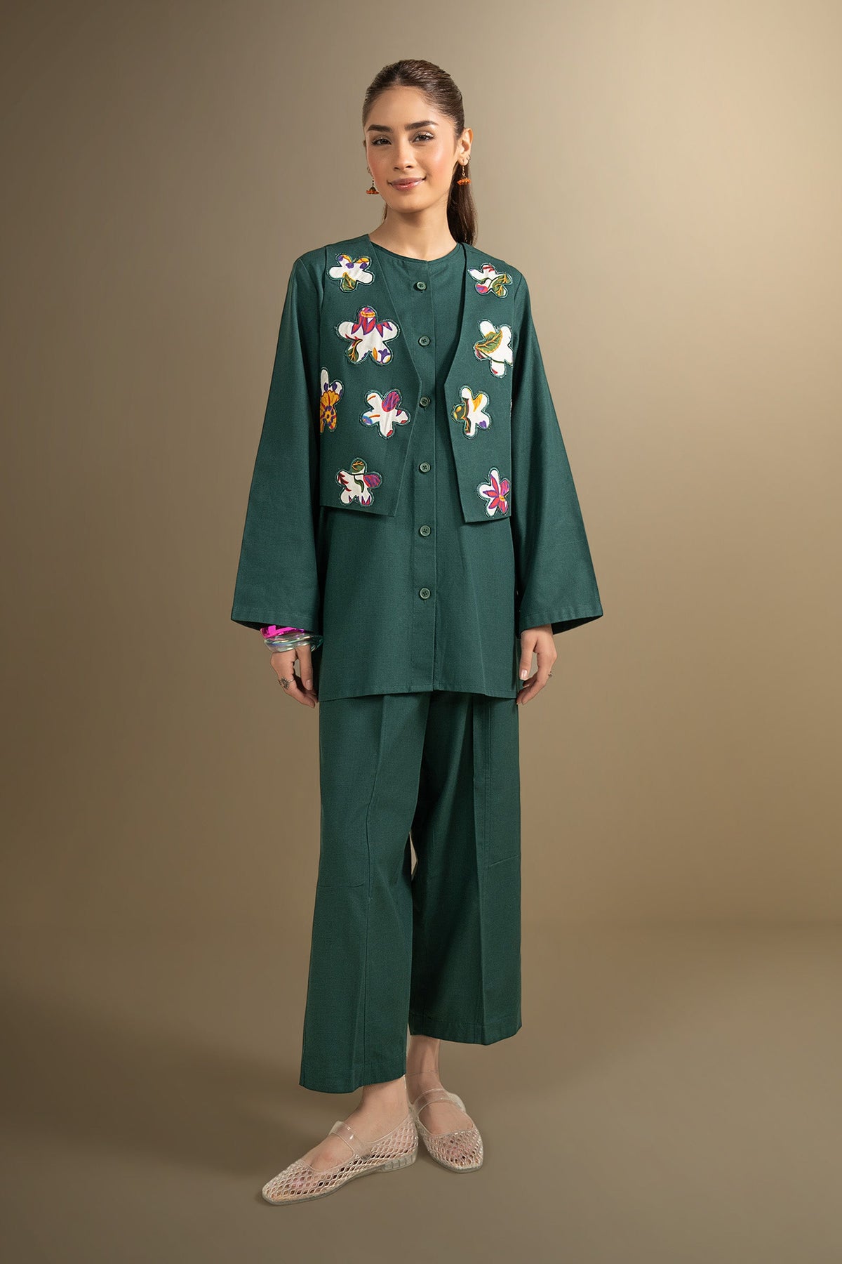 3 Pc Embroidered Khaddar Suit