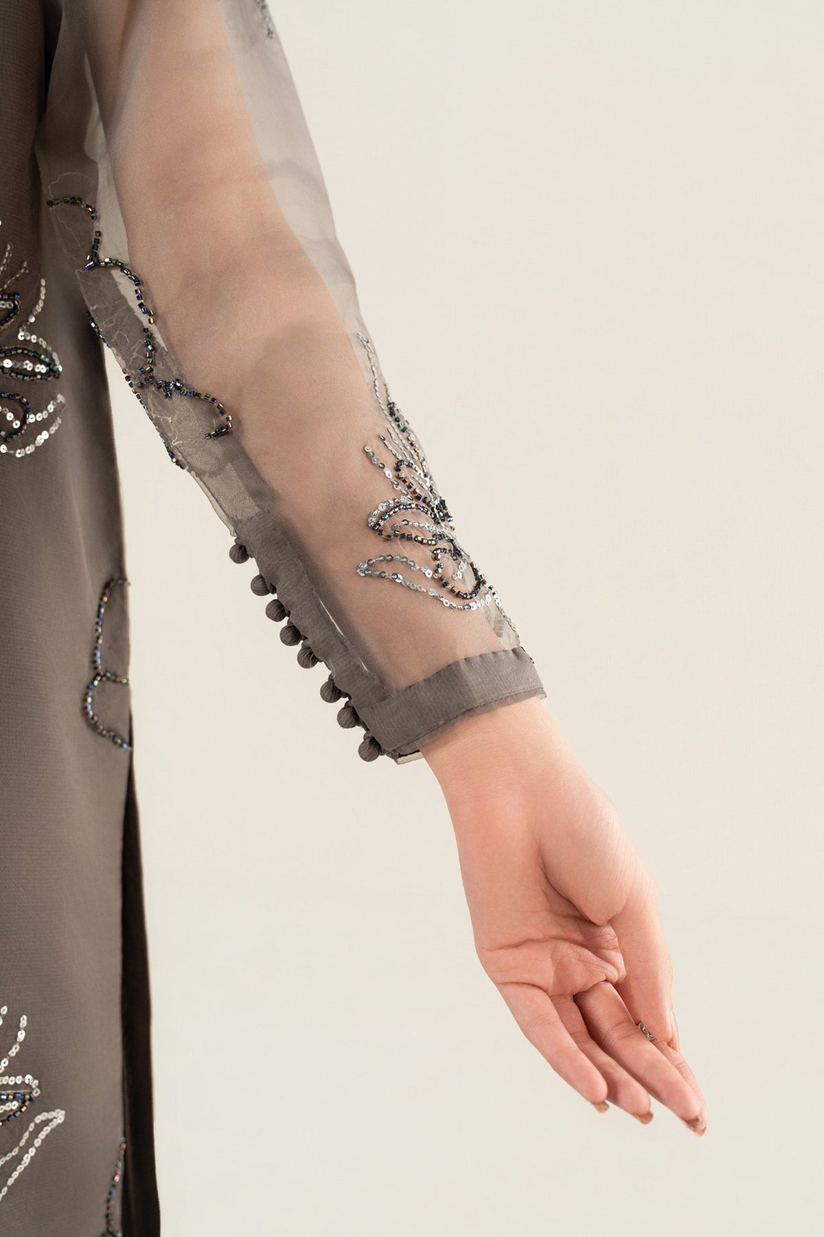 3 Pc Embellished Raw Silk Suit