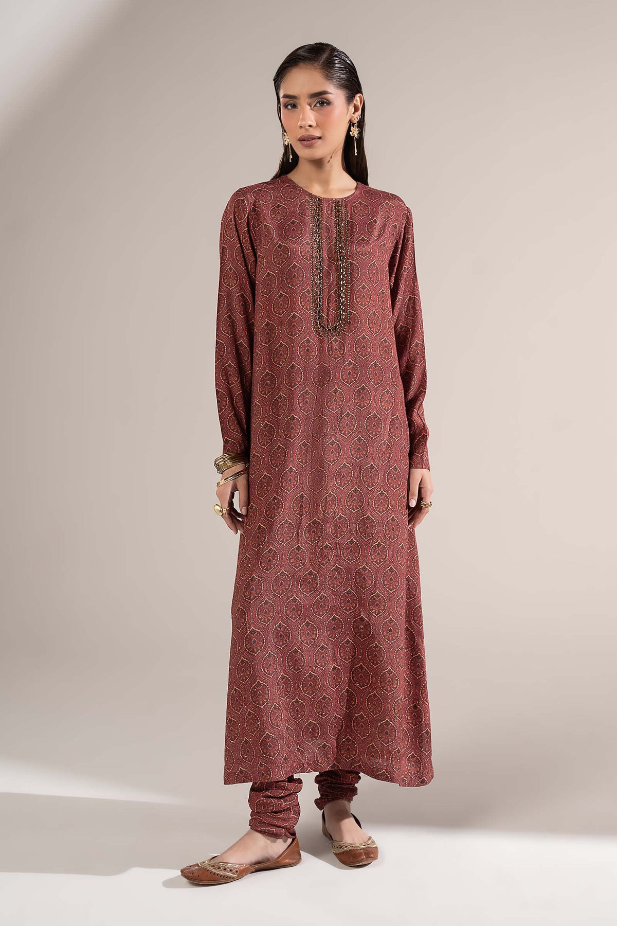 2 Pc Embellished Raw Silk Suit - MBD1F37-ESM-MRN