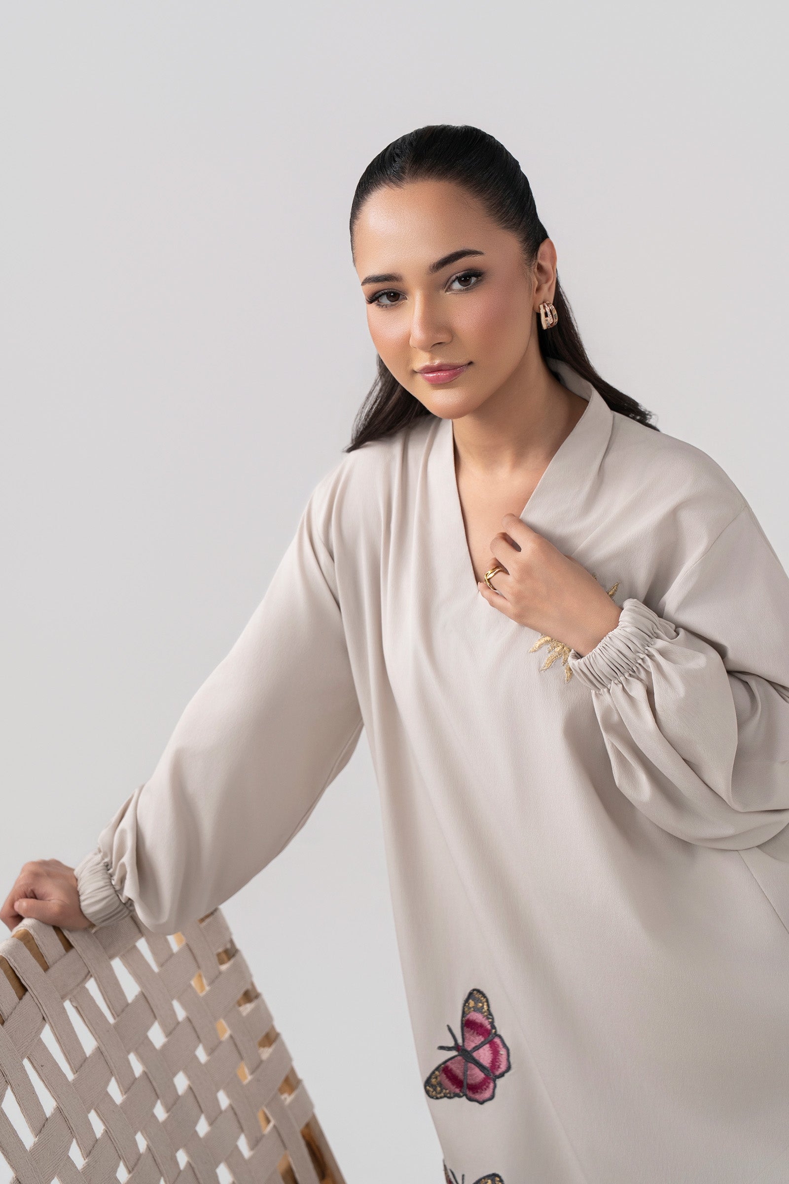 2 Pc Embroidered Crepe Suit