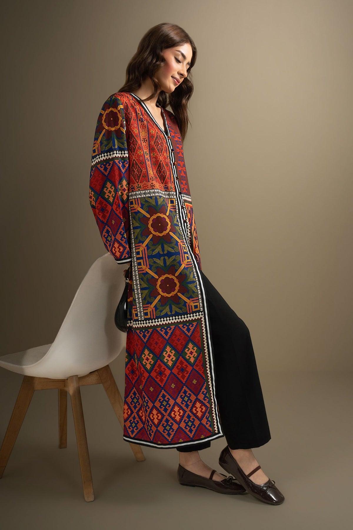 Printed Georgette Shirt - MBWT019-ESM-MCL
