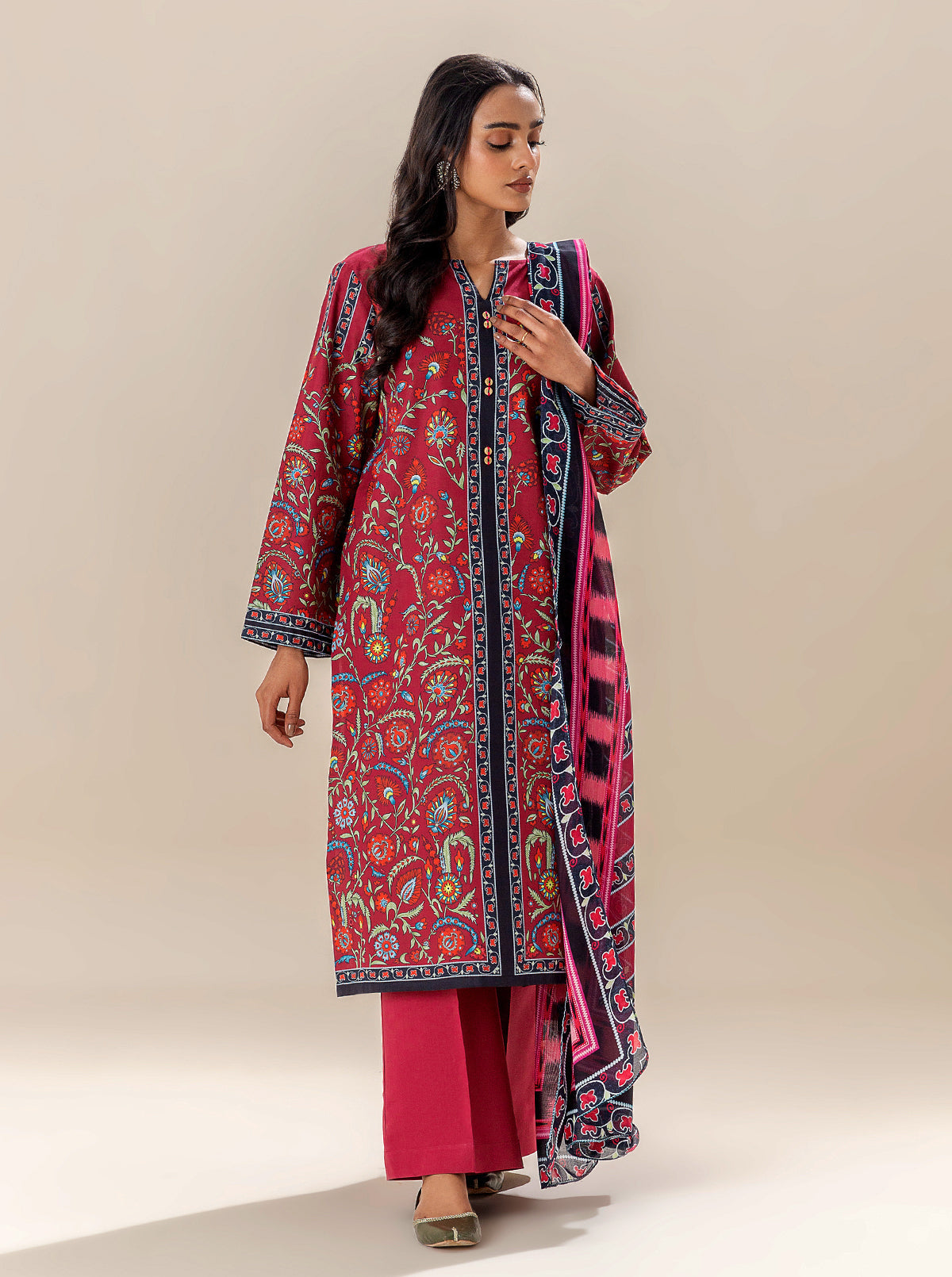 2 Piece Printed Lawn Suit-Dahlia Dragon (Unstitched)