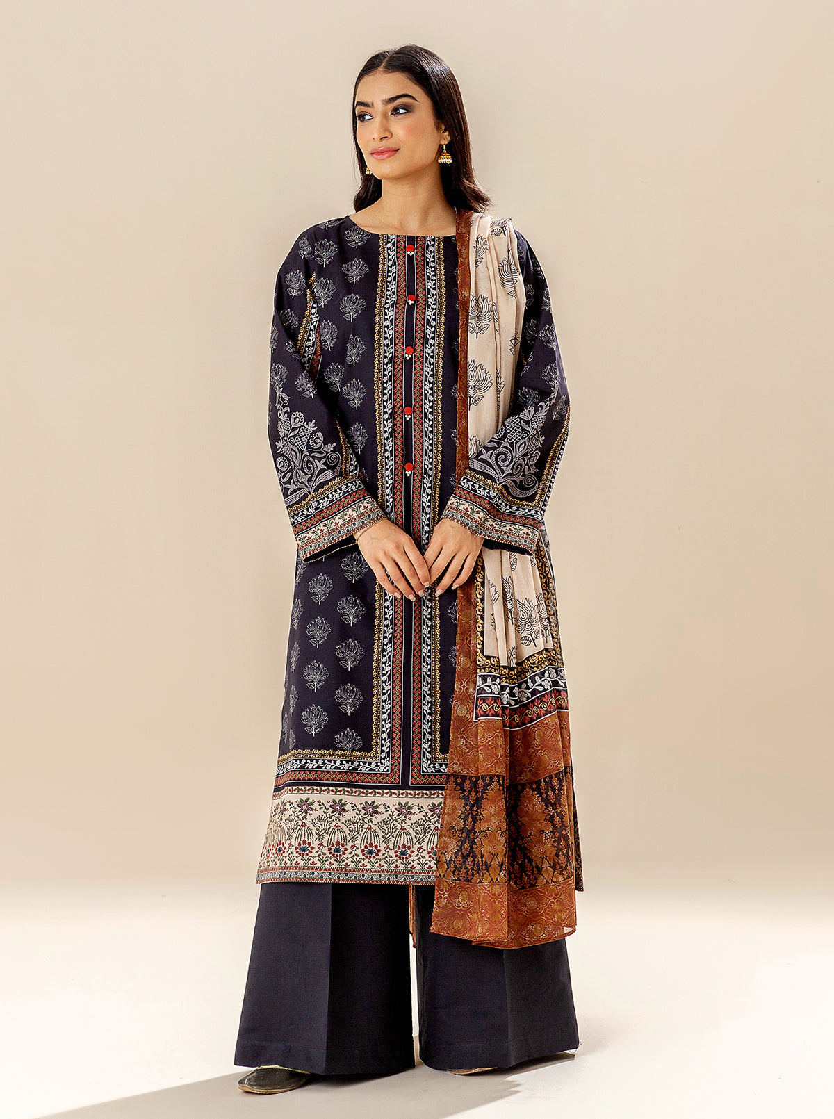 3 Piece Printed Lawn Suit - Ebony Vision (Unstitched)