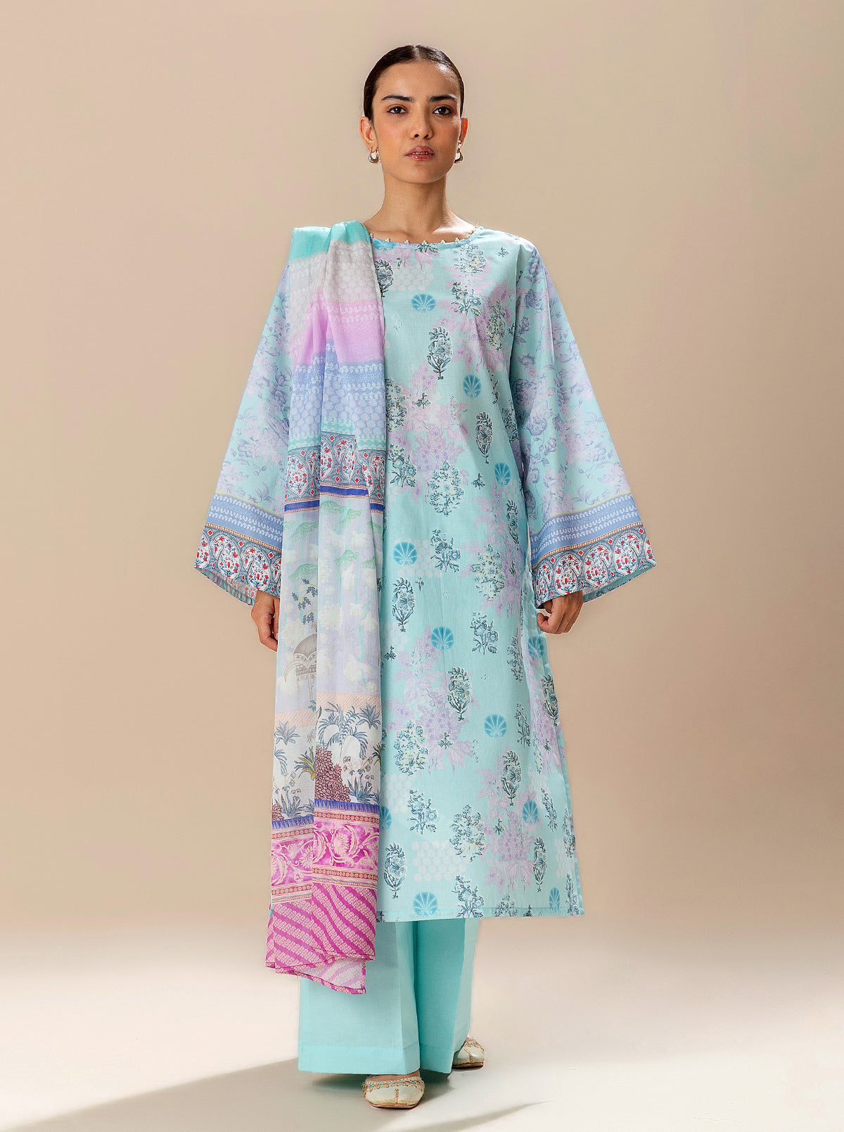 3 Piece Printed Lawn Suit-Bluefalls Bay (Unstitched)