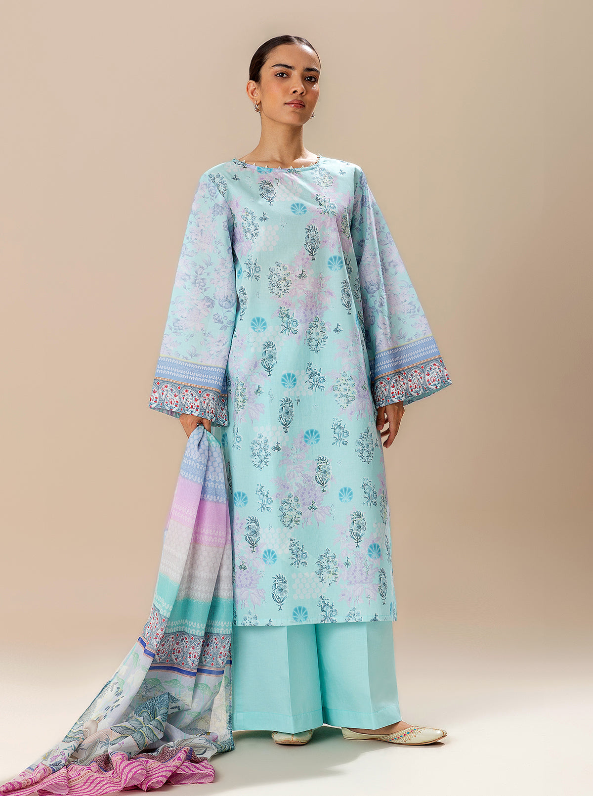2 Piece Printed Lawn Suit-Bluefalls Bay (Unstitched)