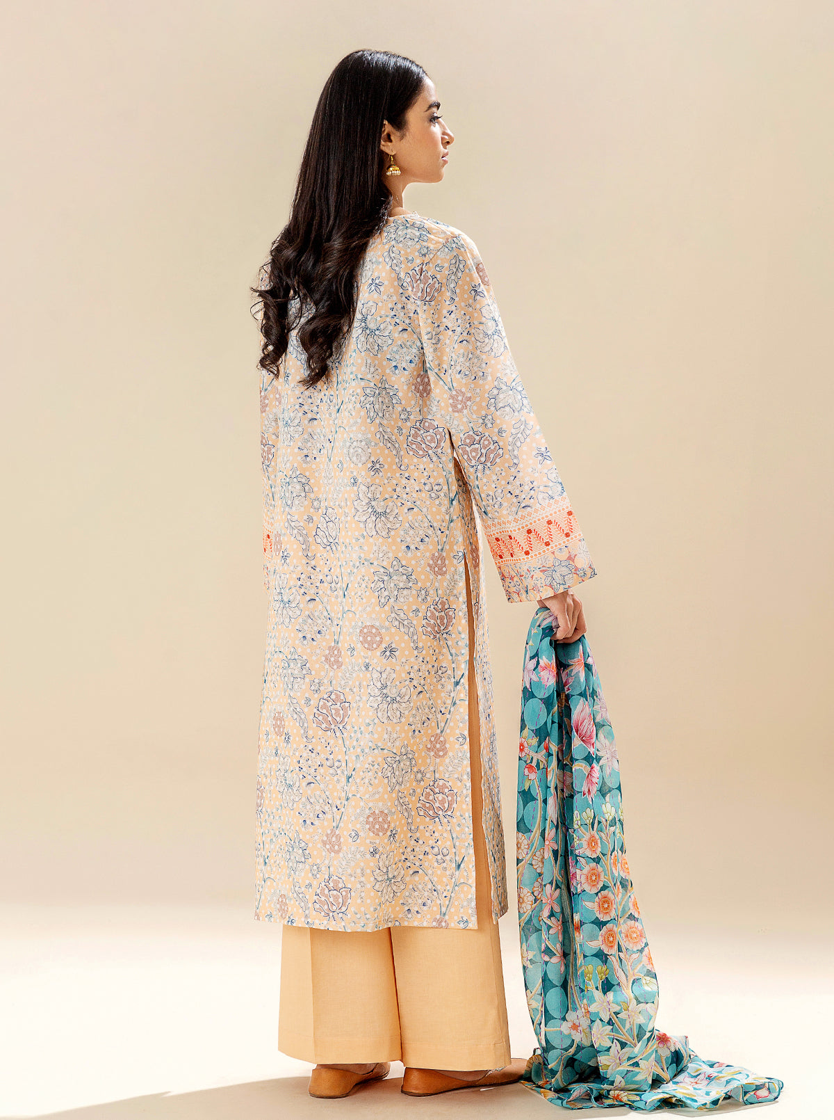 3 Piece Printed Lawn Suit - Peachy Sense (Unstitched)