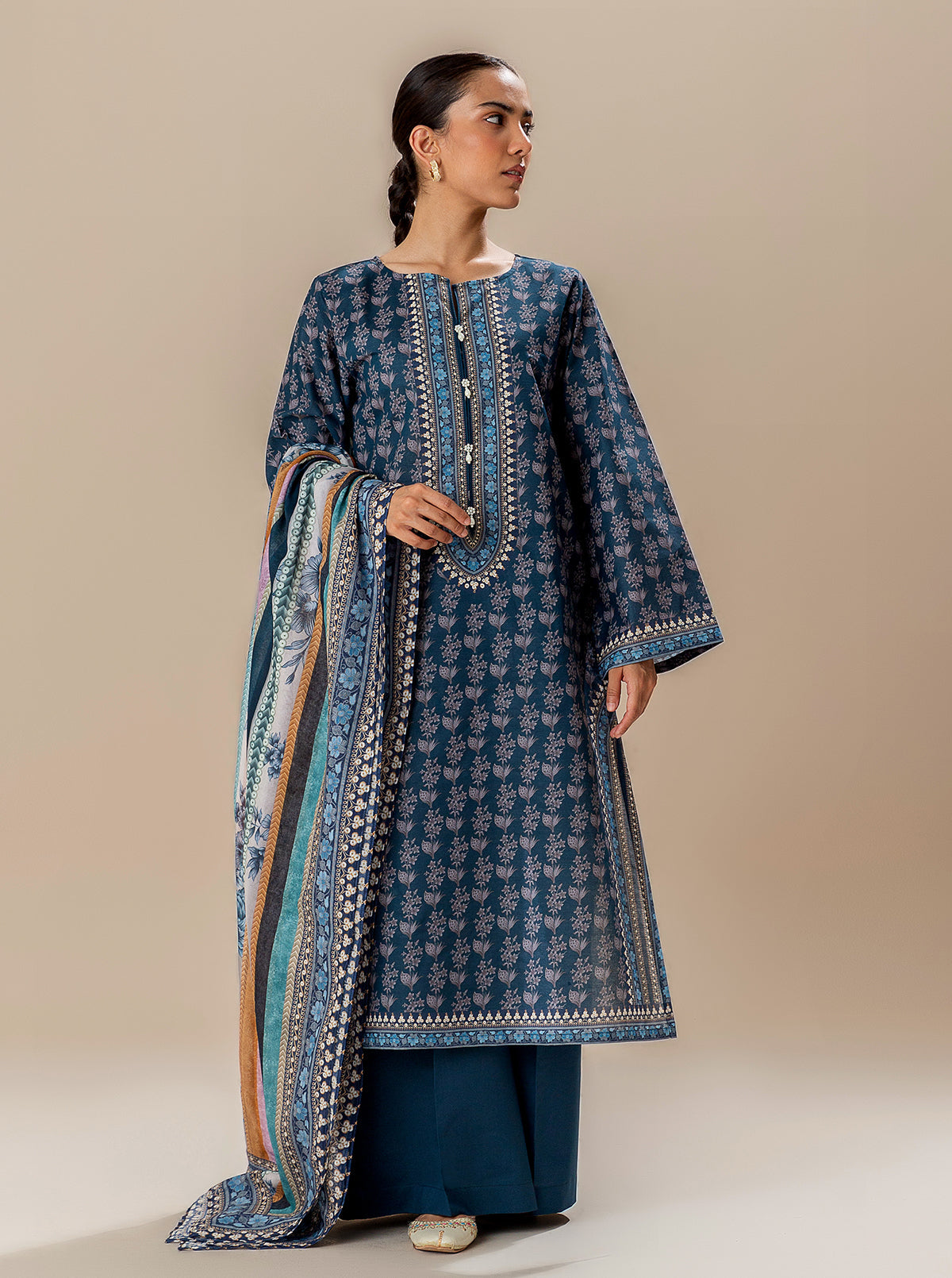 3 Piece Printed Lawn Suit-Midnight Tradition (Unstitched)