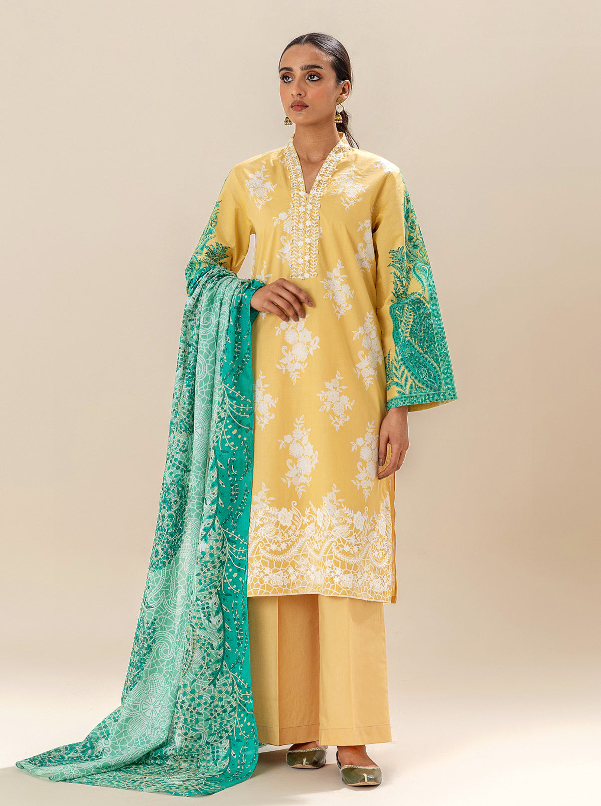 3 Piece Embroidered Lawn Suit-Sunshine Breeze (Unstitched)