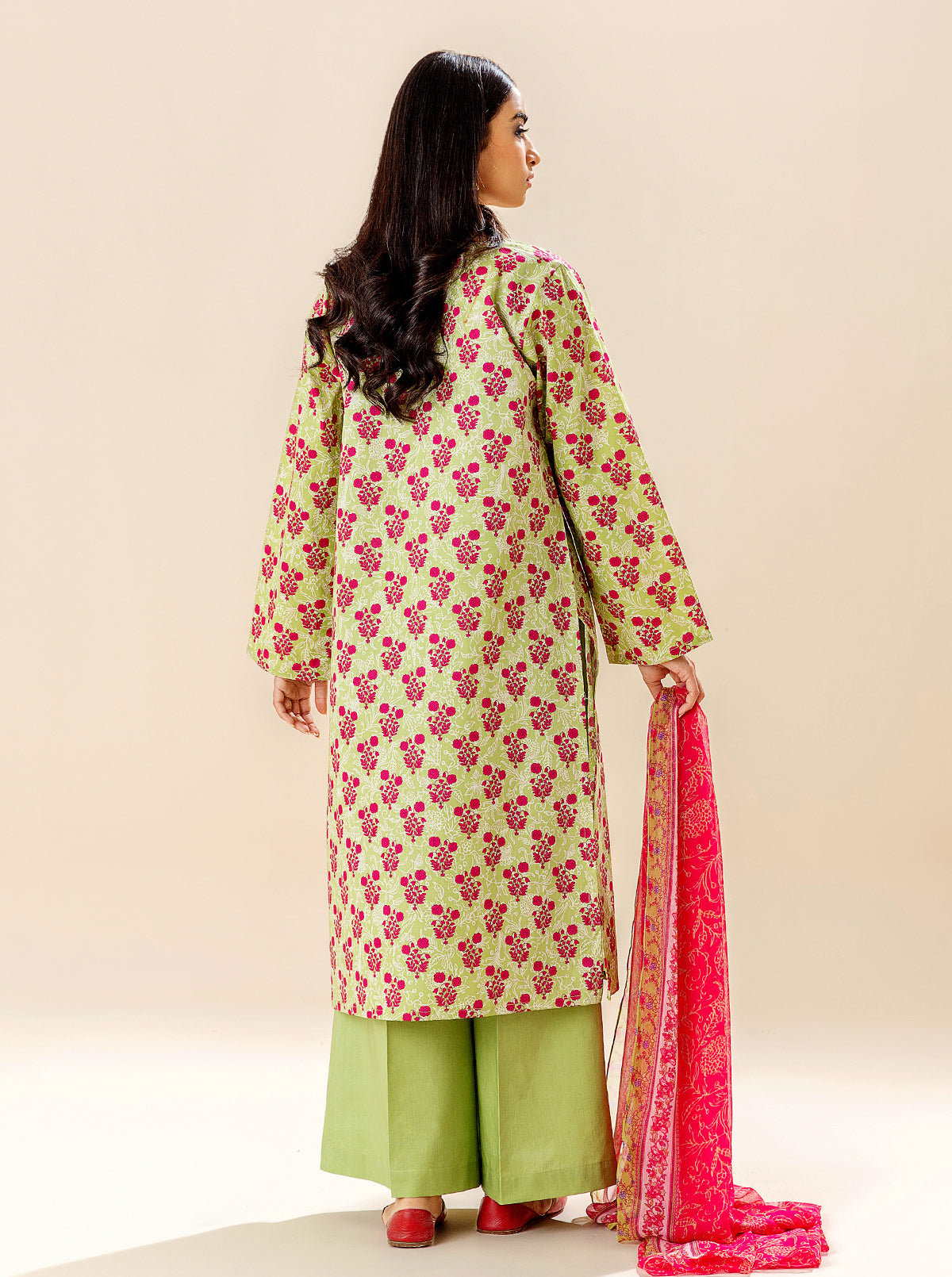 3 Piece Embroidered Lawn Suit - Meadow Grass (Unstitched)