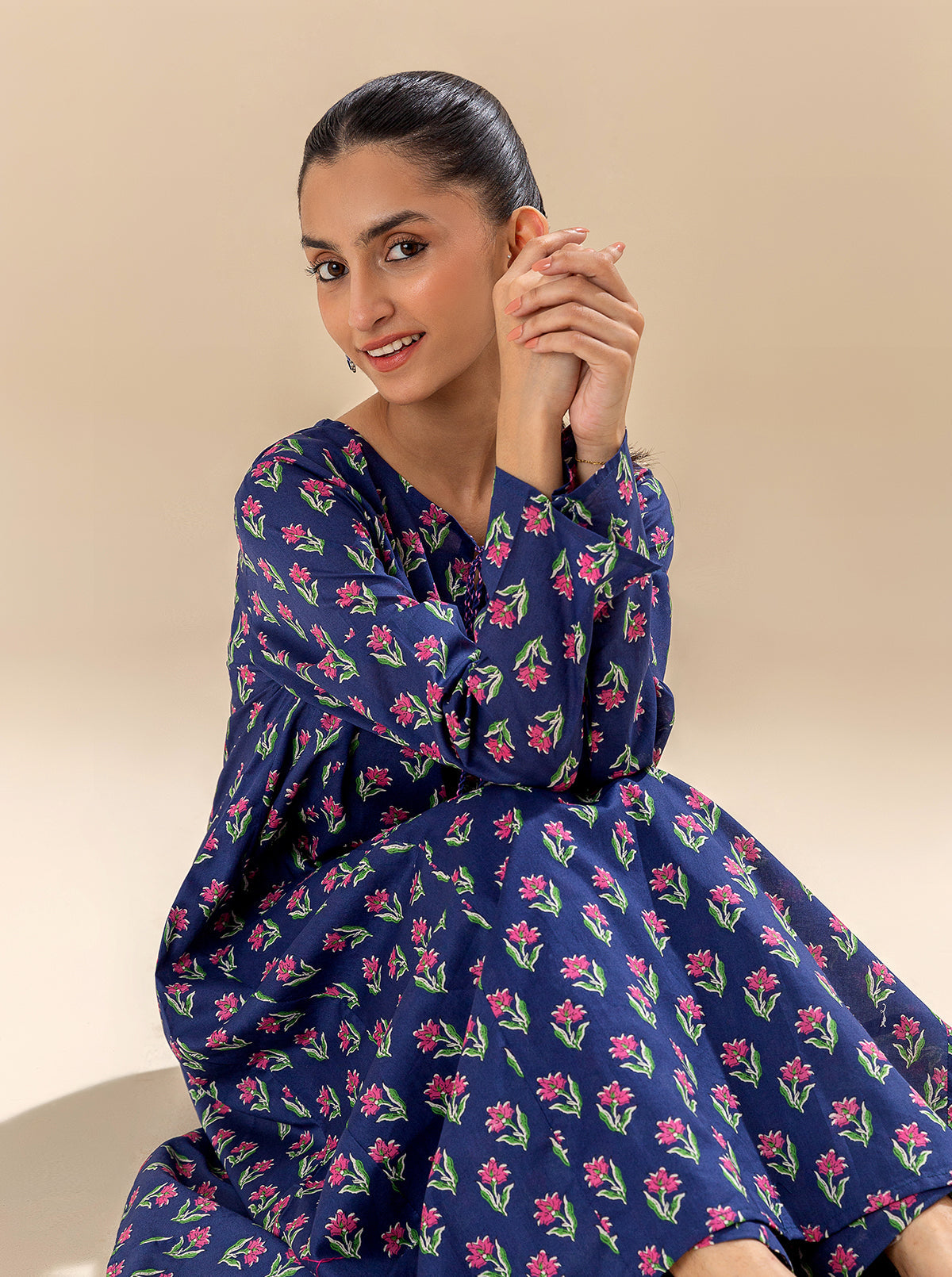 2 Piece Printed Lawn Suit-Symphony Blue (Unstitched) (Unstitched)