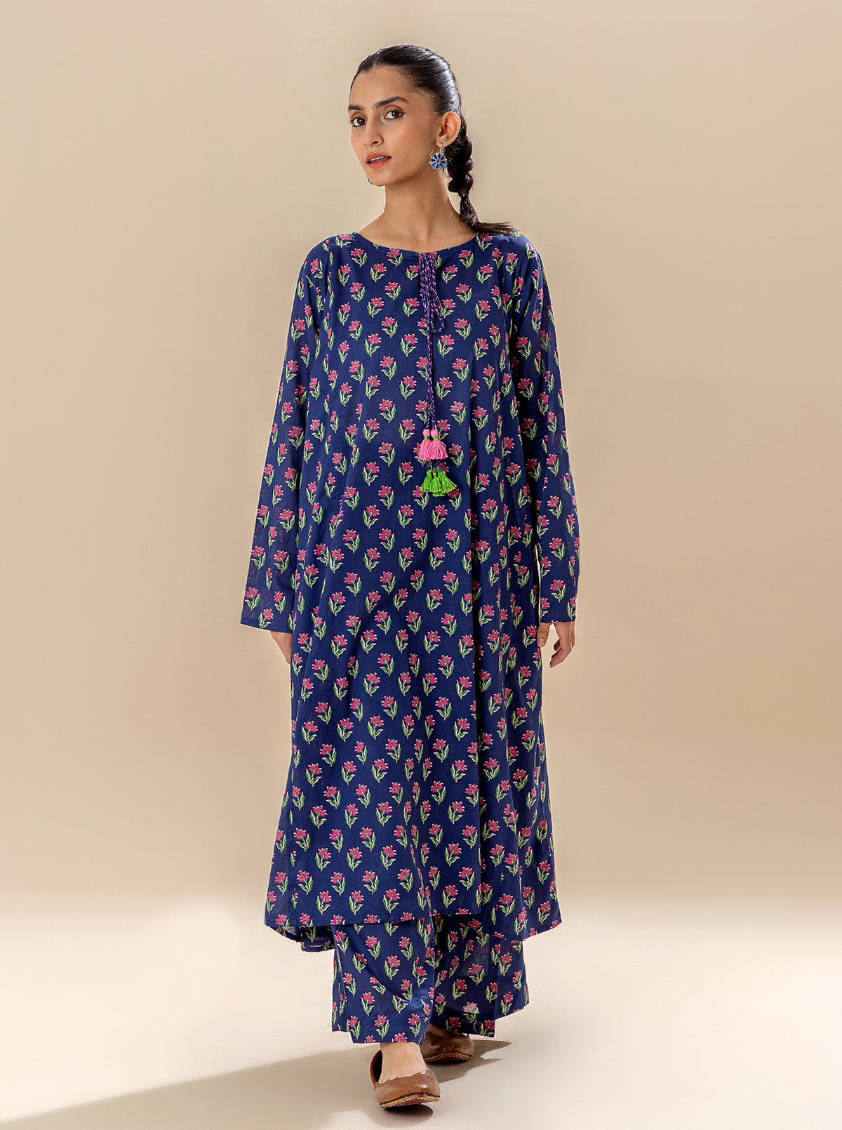 2 Piece Printed Lawn Suit-Symphony Blue (Unstitched) (Unstitched)