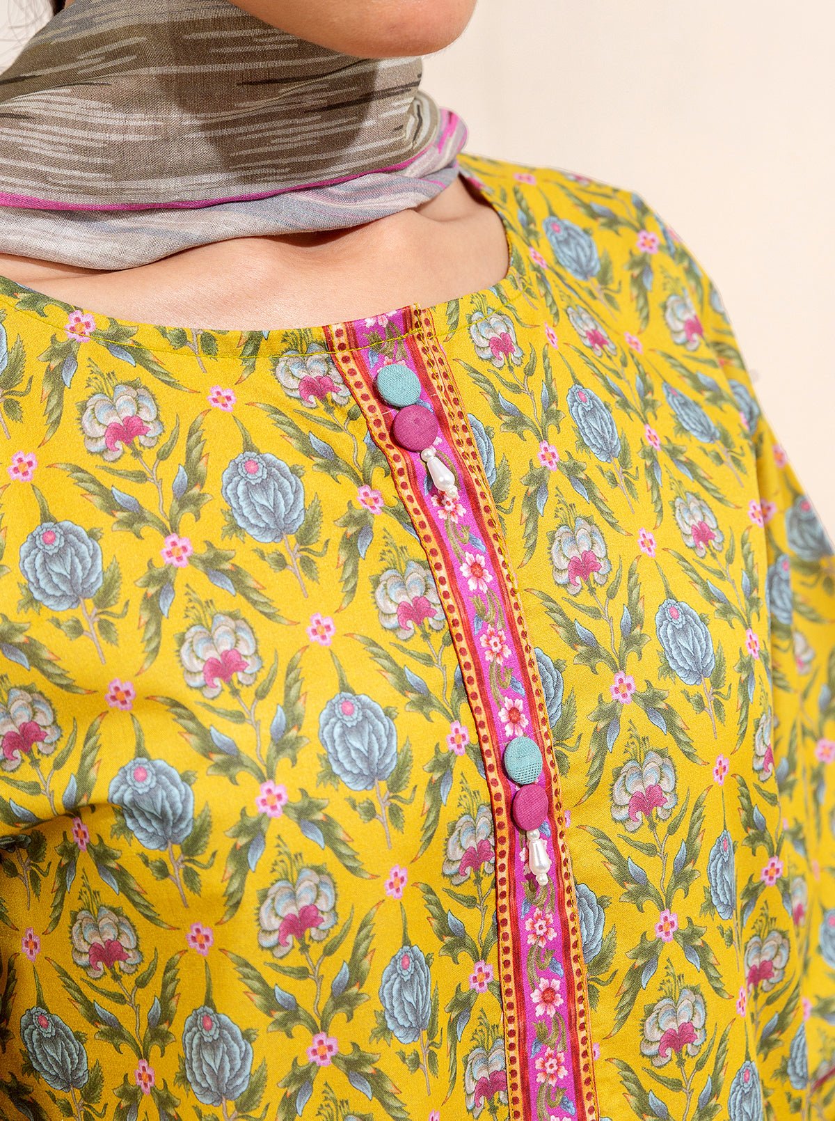 2 Piece Printed Lawn Suit-Candy Sand (Unstitched)