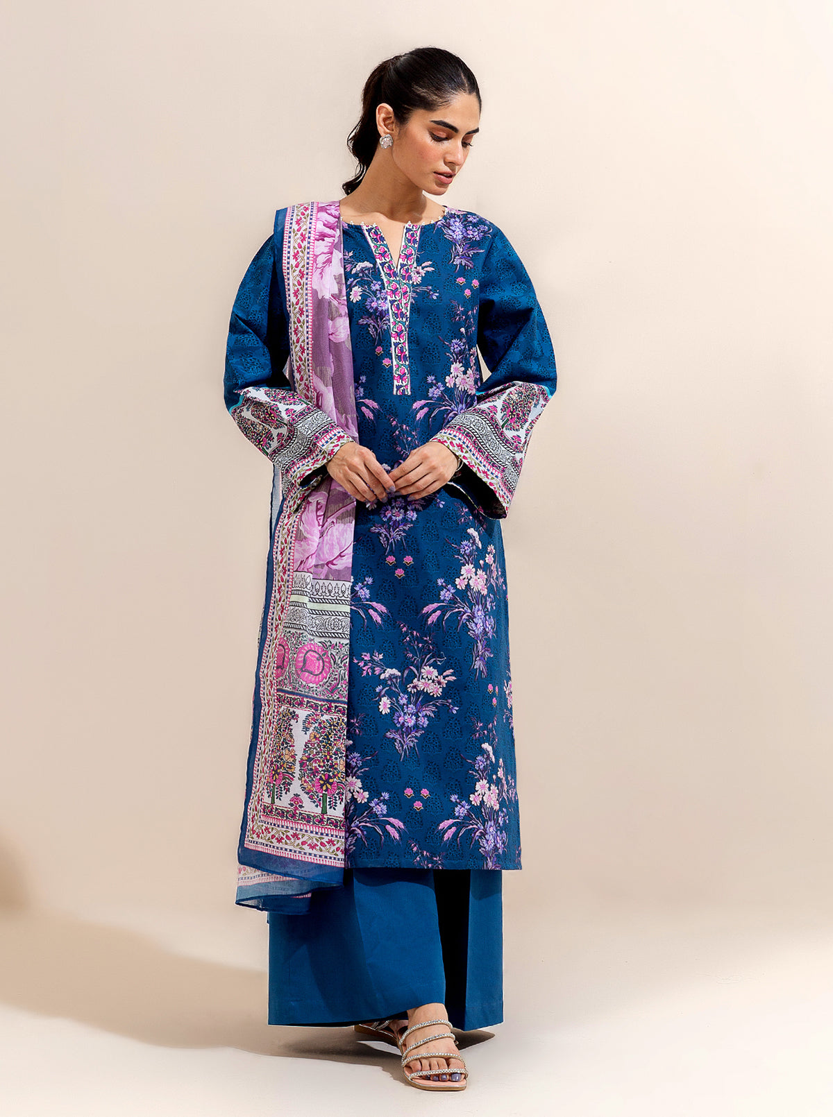 3 Piece Printed Lawn-Midnight Bismuth (Unstitched)
