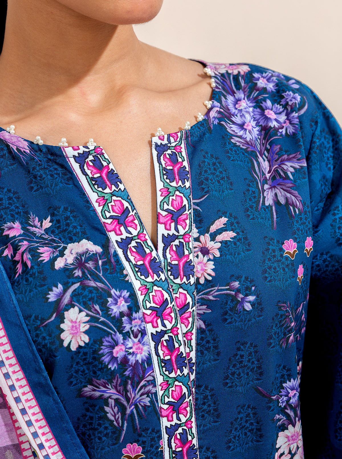 3 Piece Printed Lawn-Midnight Bismuth (Unstitched)