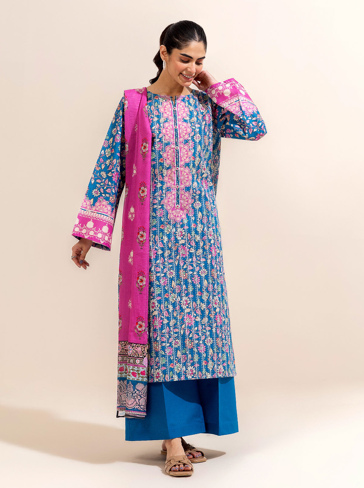3 Piece Printed Lawn-Floral Balance (Unstitched)
