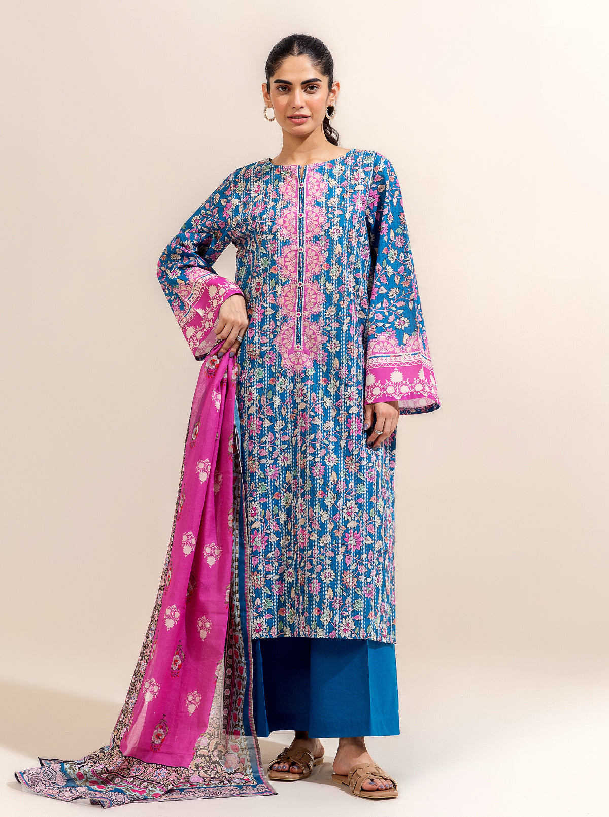 3 Piece Printed Lawn-Floral Balance (Unstitched)