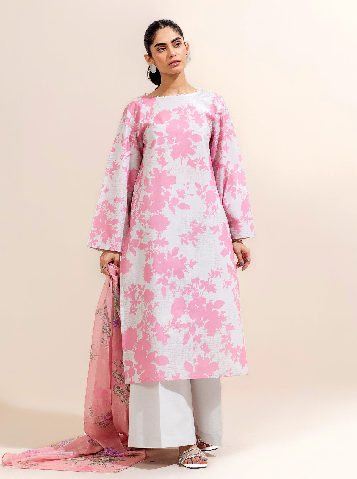 2 Piece Printed Lawn Suit-Blush Blossom (Unstitched)