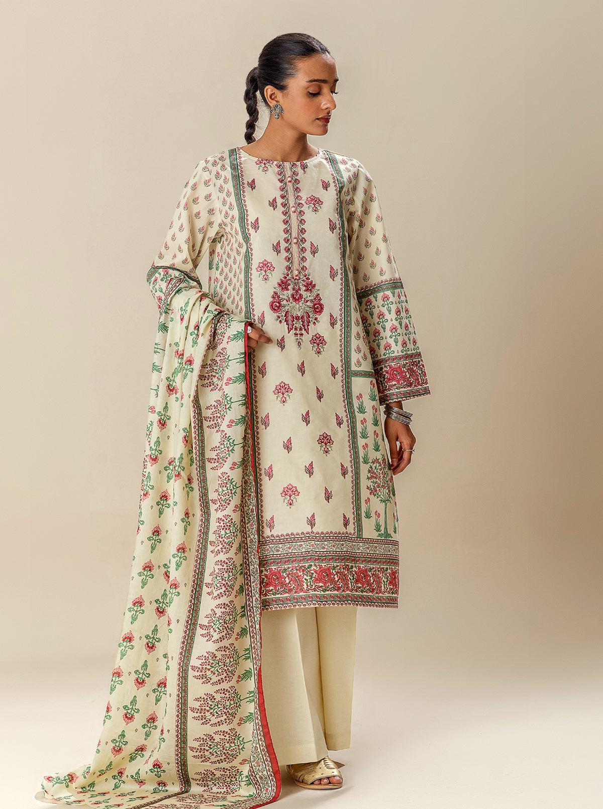 3 Piece Embroidered Suit-Mellow Traditions (Unstitched)