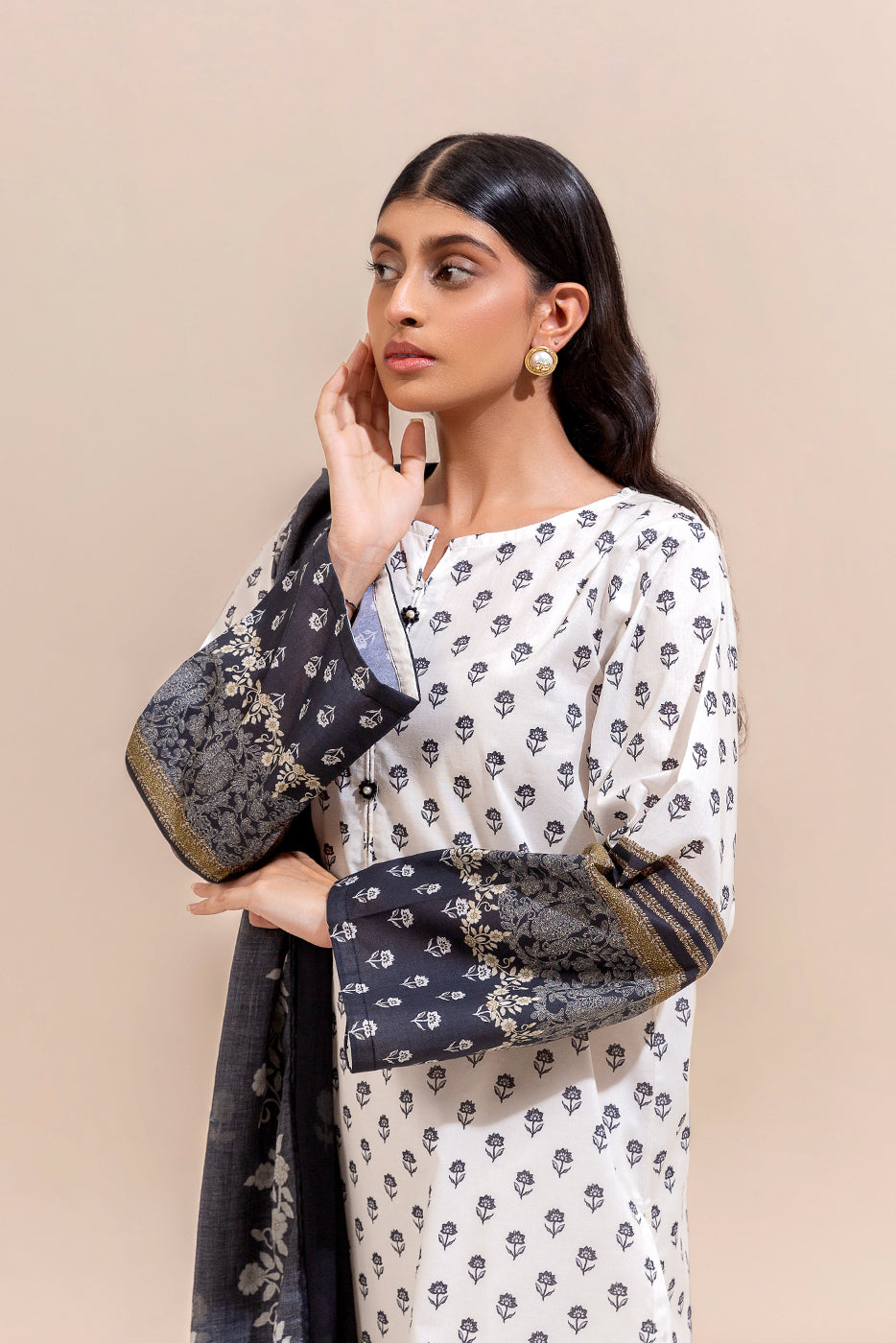 2 Piece Printed Lawn Suit-Dark Odyssey (Unstitched)