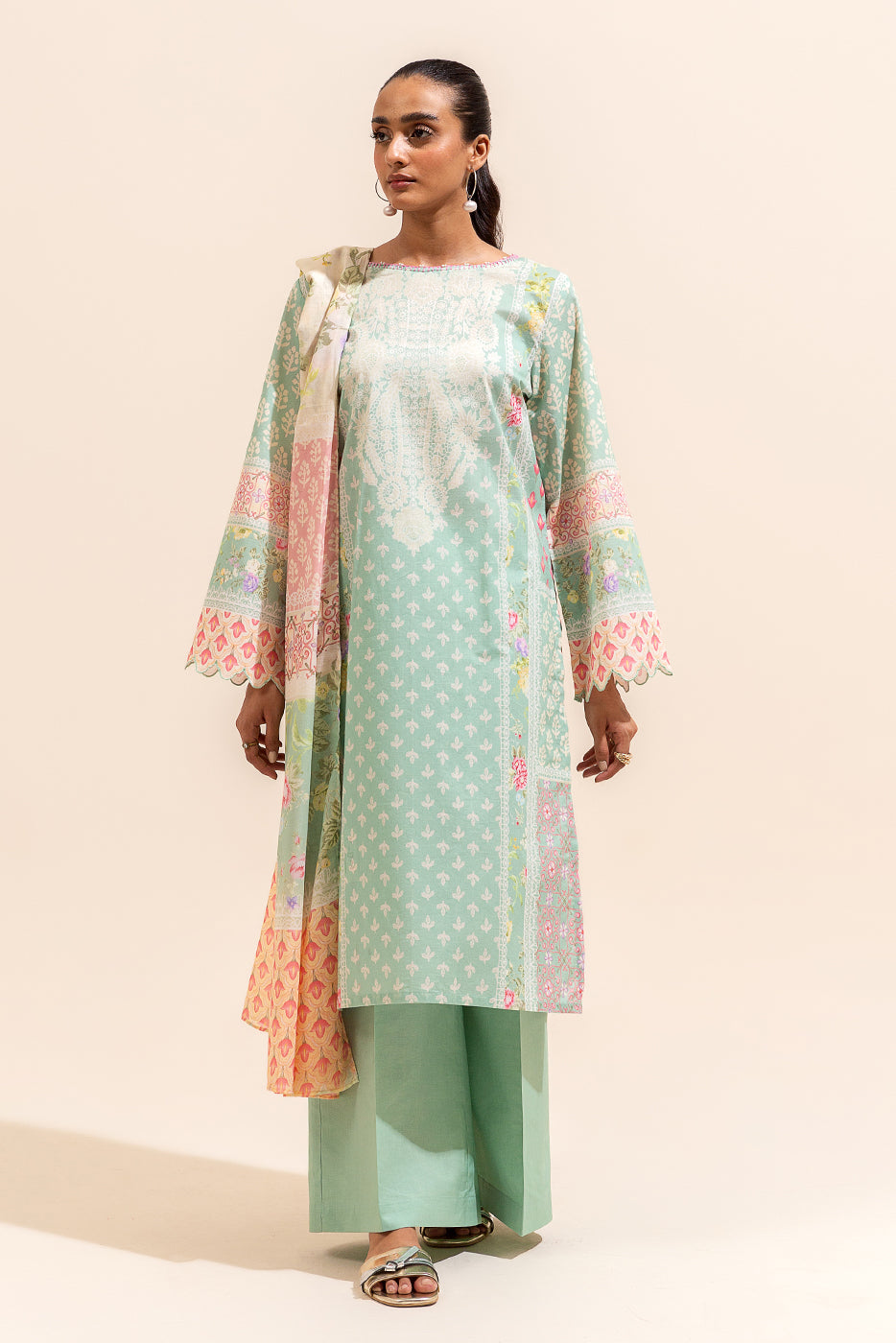 3 Piece Printed Lawn Suit-Laurel Light (Unstitched)