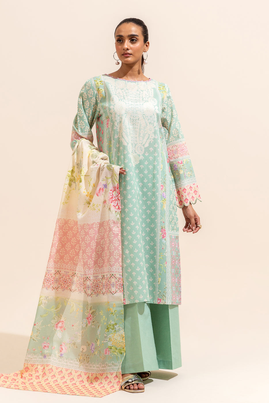3 Piece Printed Lawn Suit-Laurel Light (Unstitched)
