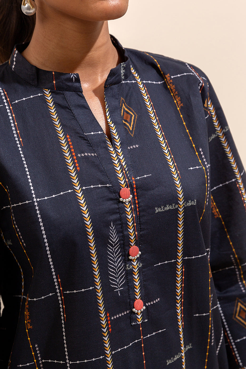 3 Piece Printed Lawn Suit-Nebulous Lines (Unstitched)