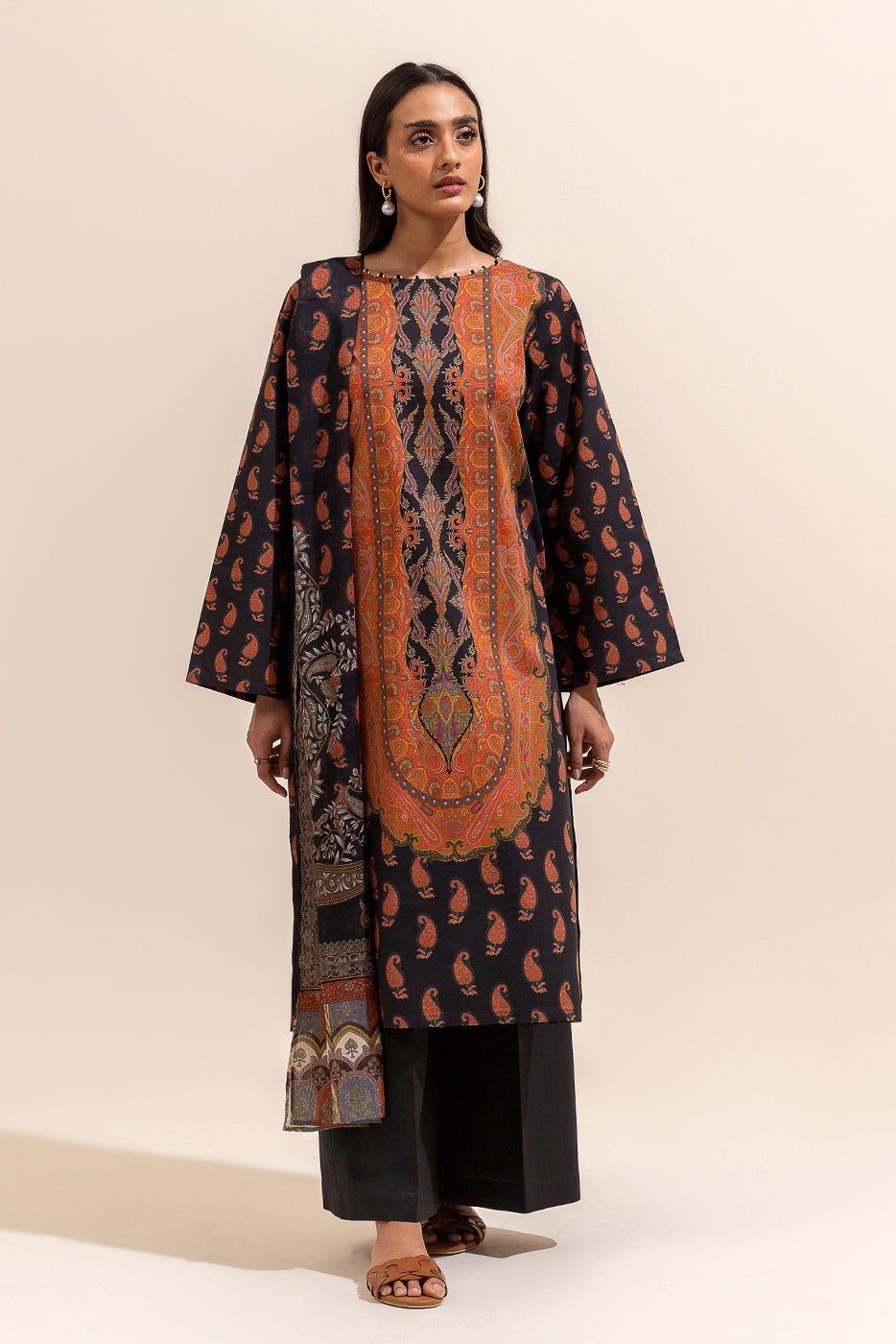 3 Piece Printed Lawn Suit-Mystique Sunset (Unstitched)
