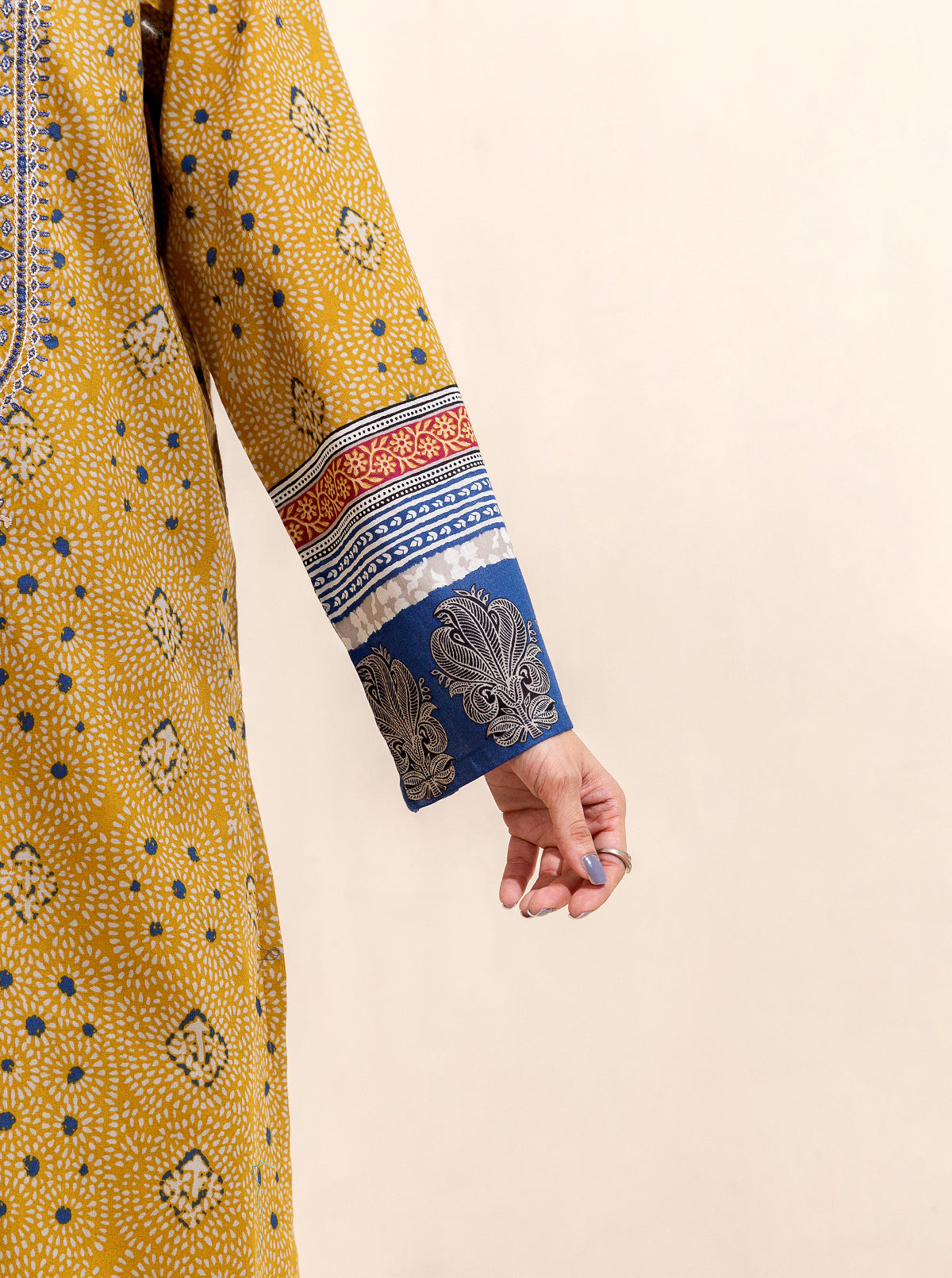 3 Piece Embroidered Lawn-Old Gold (Unstitched)