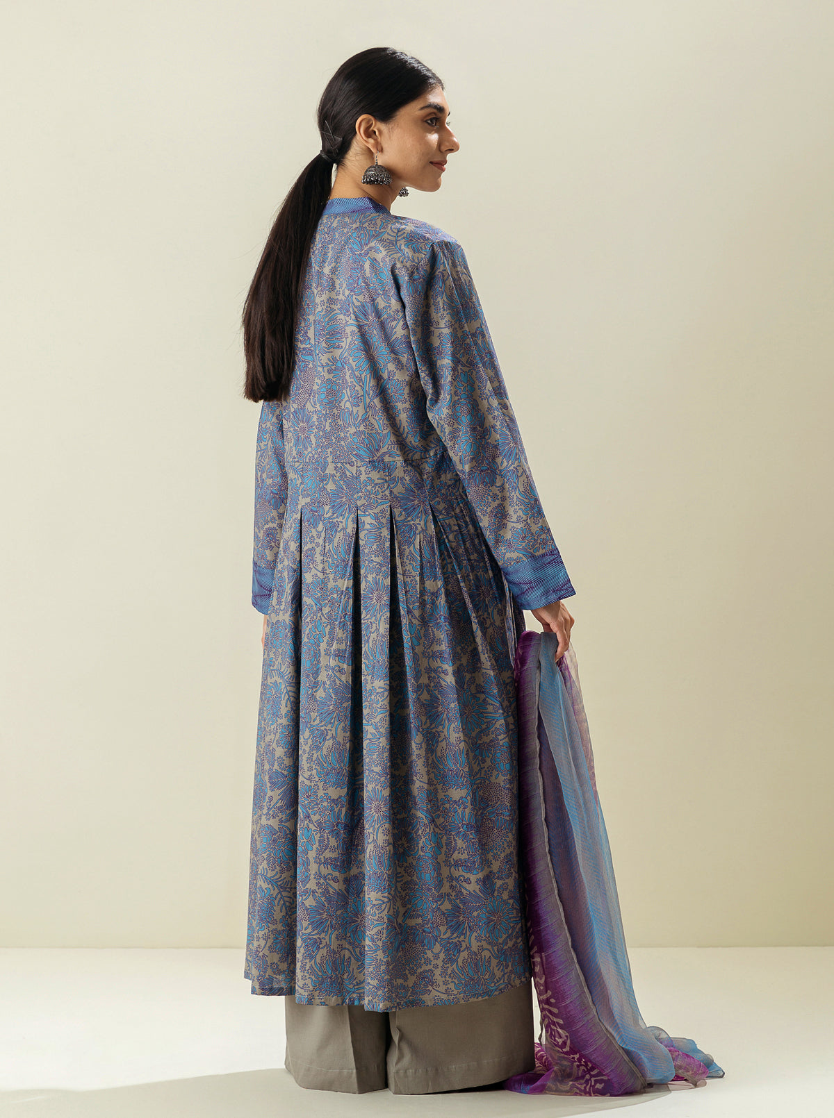 2 Piece - Printed Lawn Suit - Stormy Blues