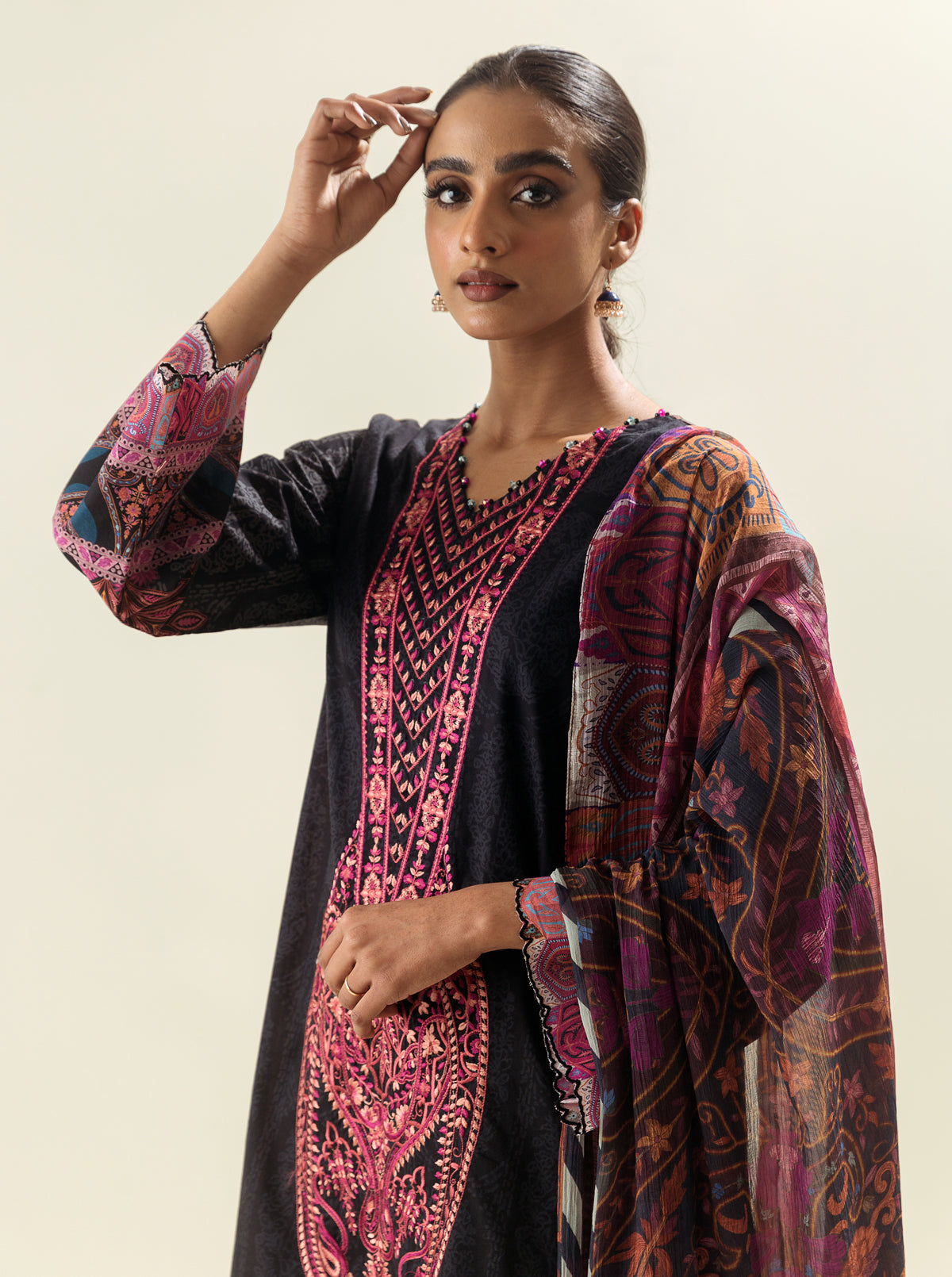 3 Piece - Embroidered Lawn Suit - Ebony Mystery