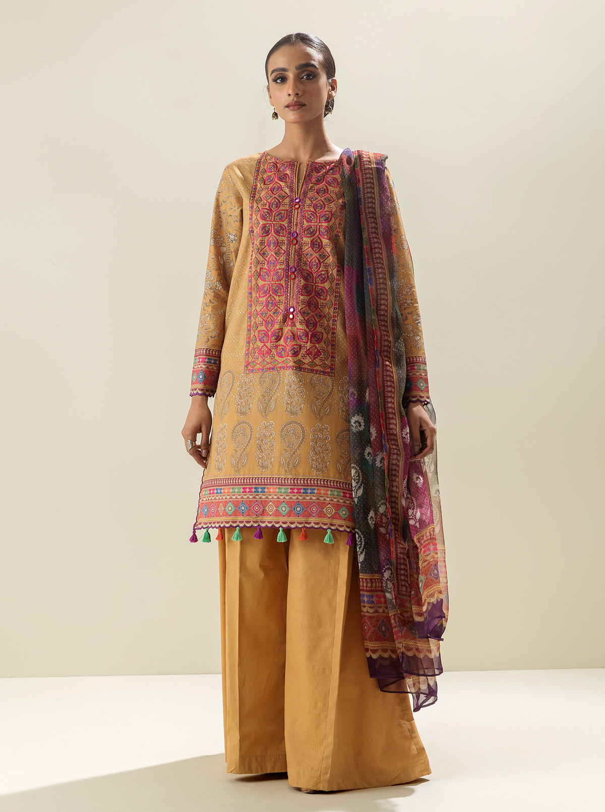 3 Piece - Embroidered Lawn Suit - Tribal Dawn