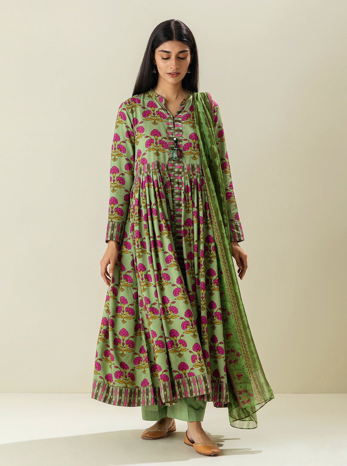 3 Piece - Printed Viscose Suit - Painterly Finnese