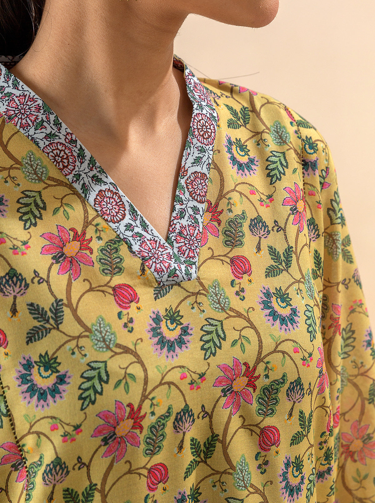 2 Piece Printed Lawn Suit-Mellow Yellow (Unstitched)