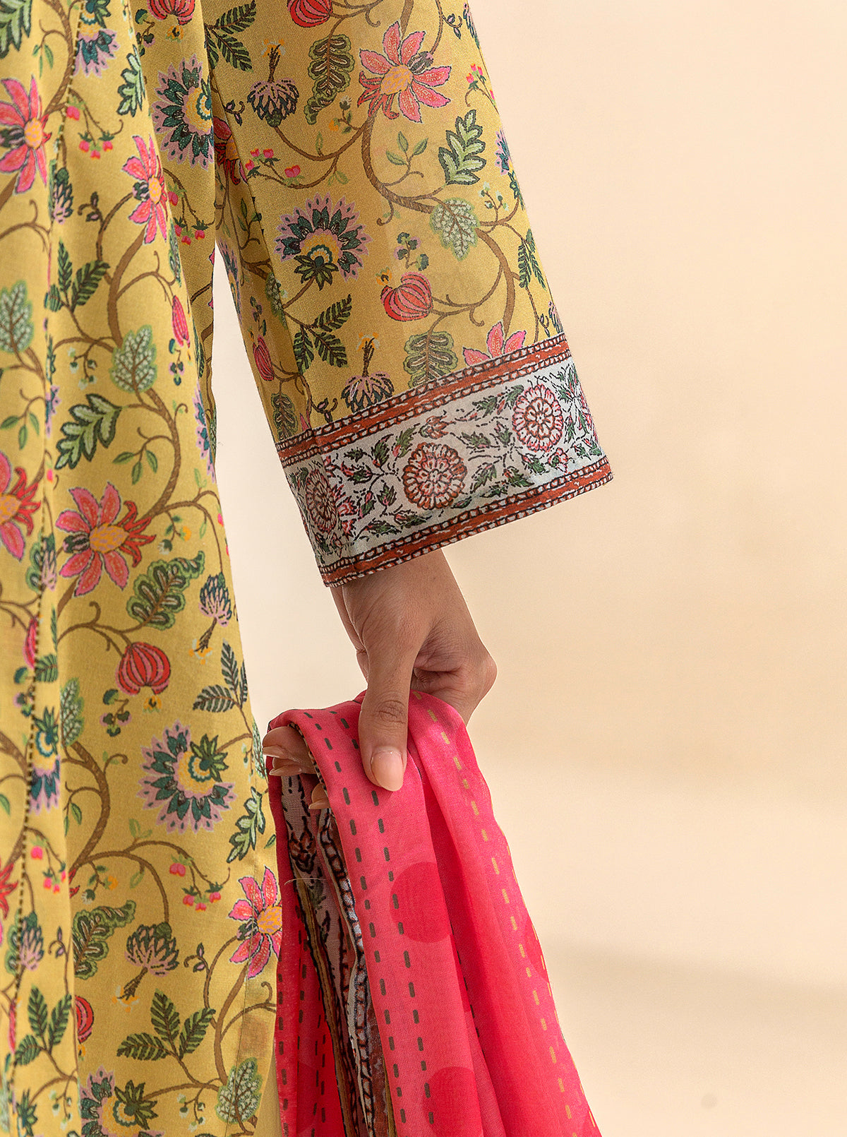 2 Piece Printed Lawn Suit-Mellow Yellow (Unstitched)