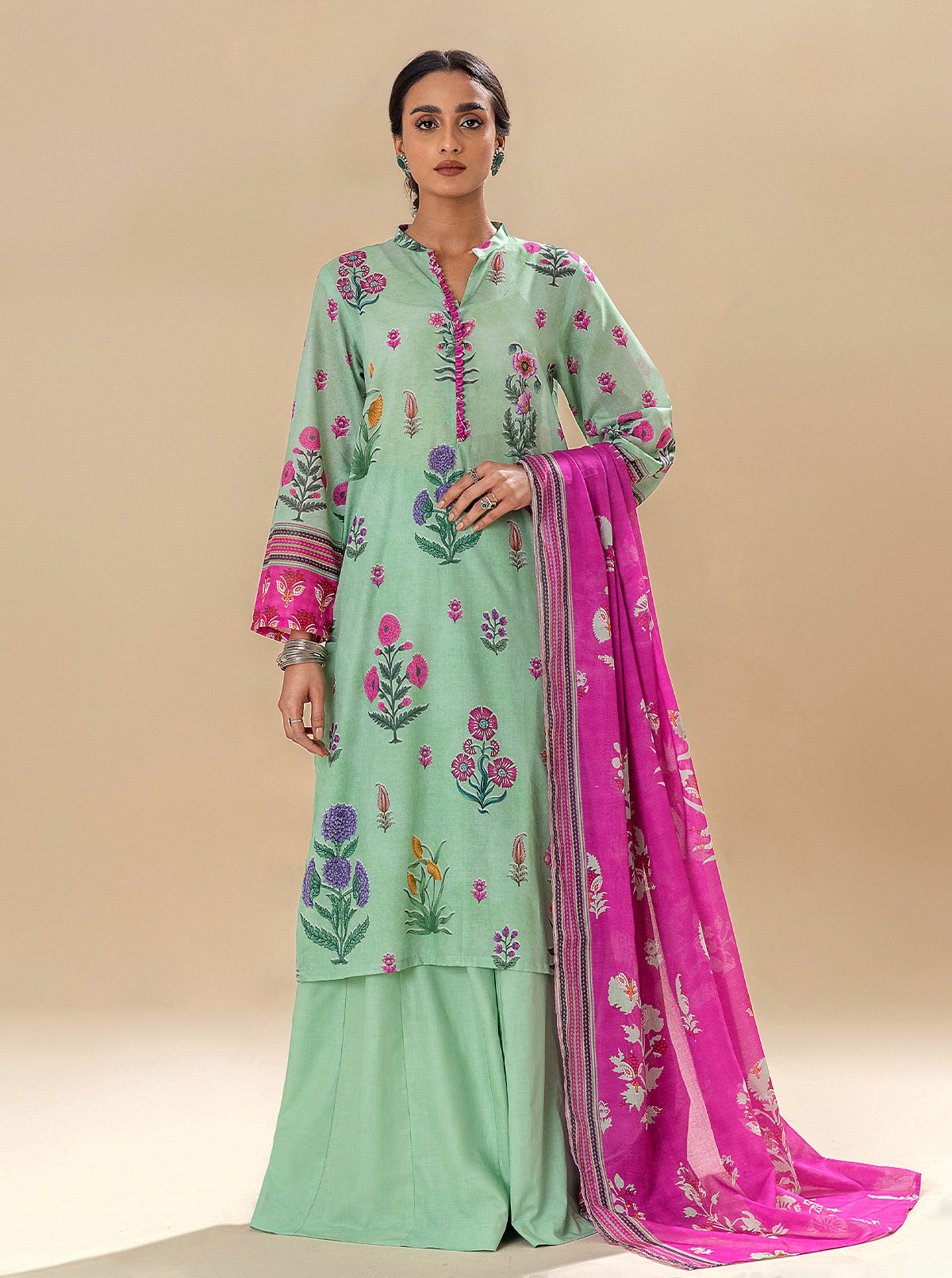 2 Piece Printed Lawn Suit-Mughal Accents (Unstitched)