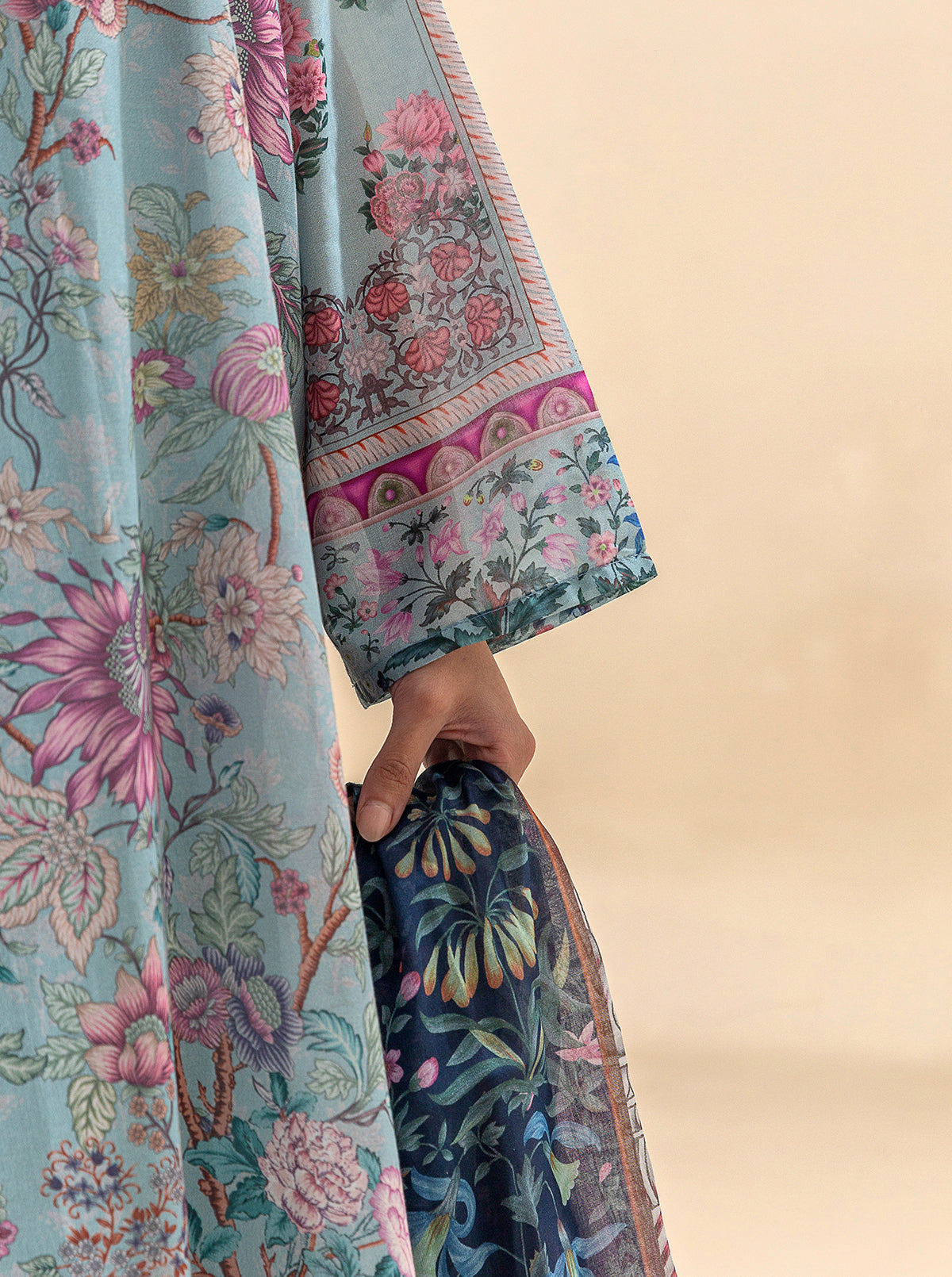 3 Piece Printed Lawn Suit-Soul Blue (Unstitched)