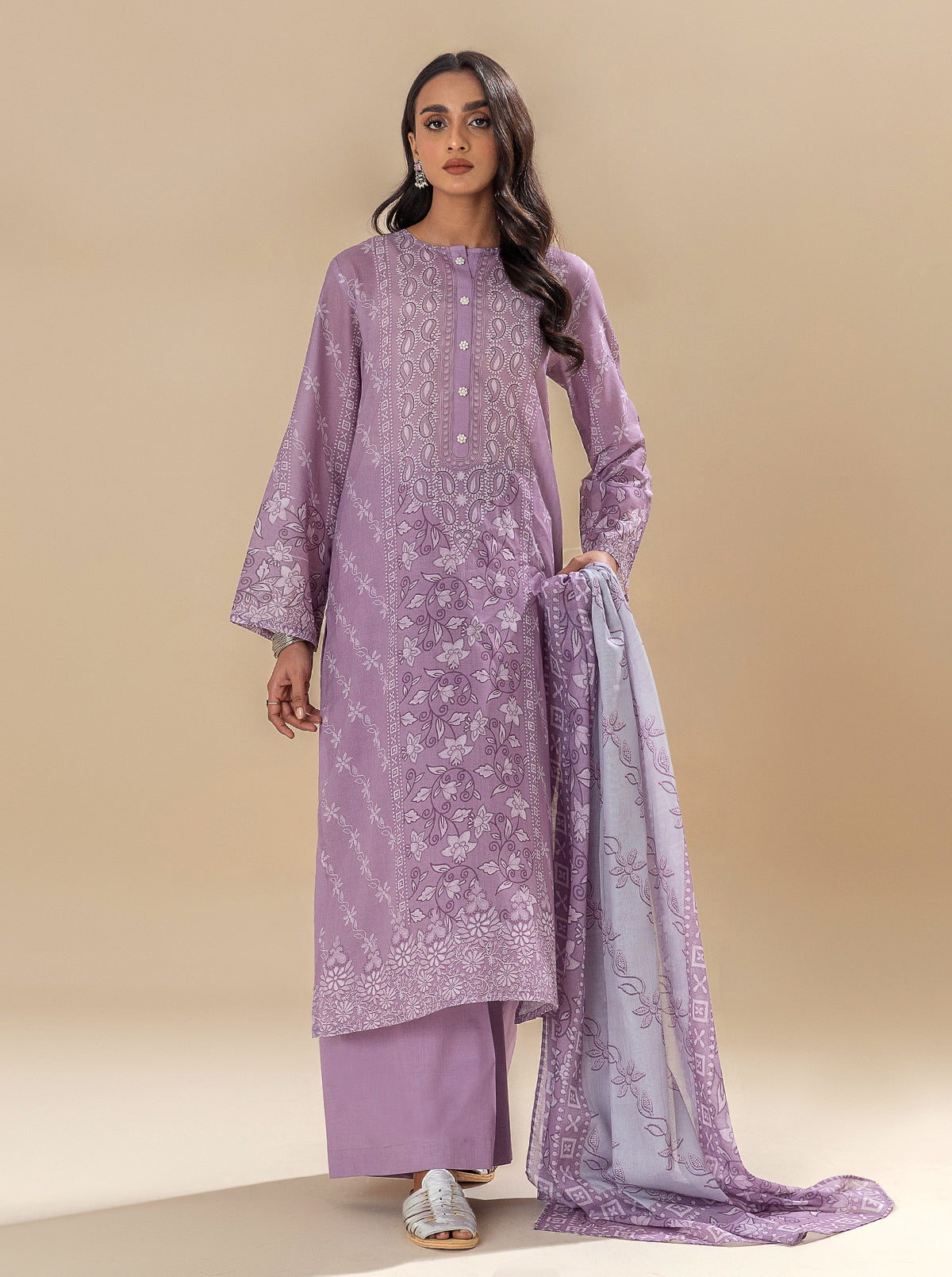 3 Piece Printed Lawn Suit-Evening Rose (Unstitched)