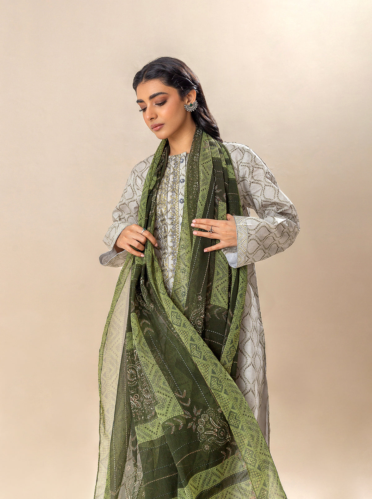 3 Piece Embroidered Lawn Suit-Cloud Dance (Unstitched)