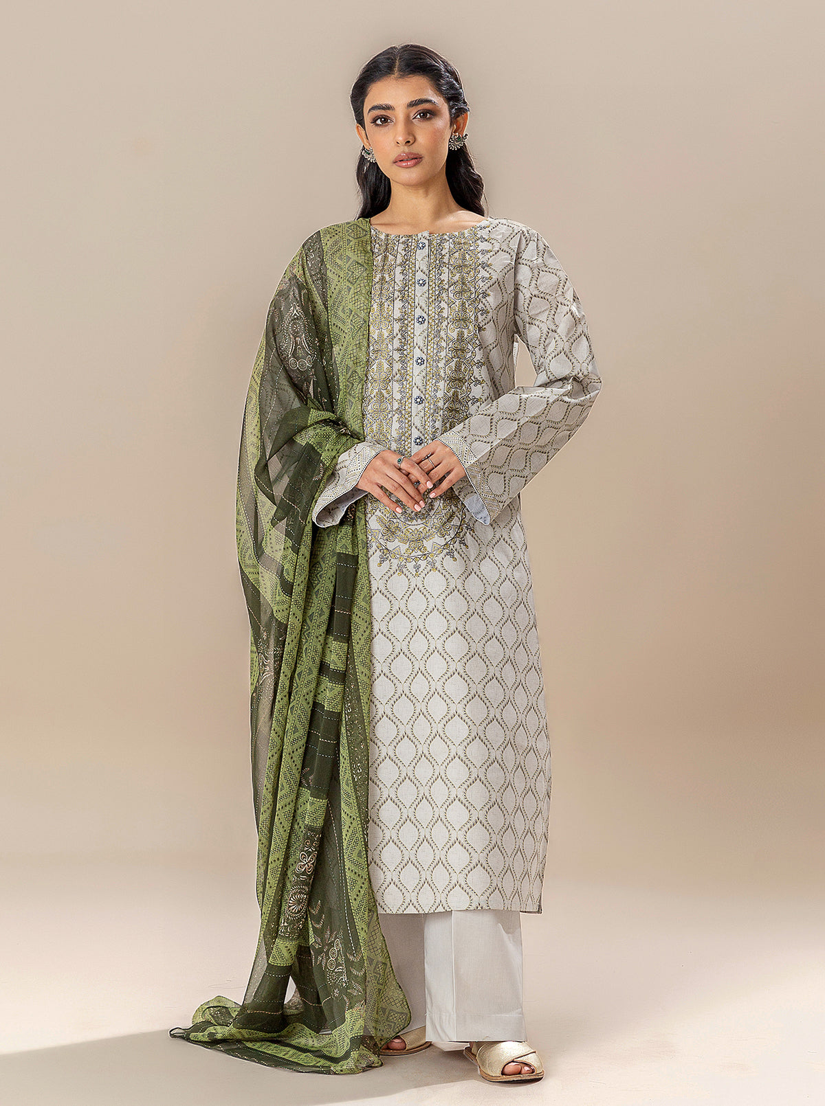 3 Piece Embroidered Lawn Suit-Cloud Dance (Unstitched)