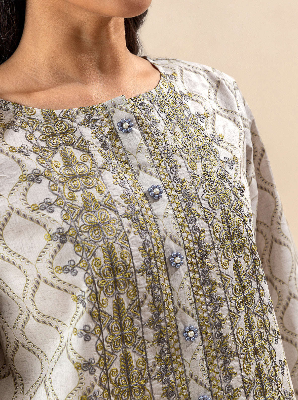 3 Piece Embroidered Lawn Suit-Cloud Dance (Unstitched)