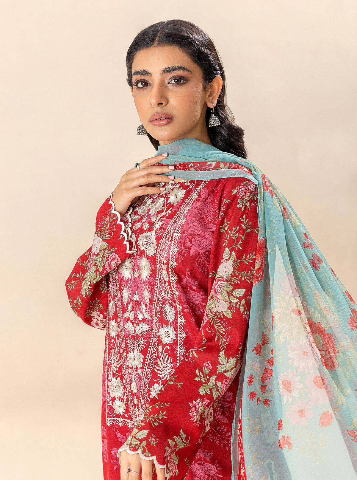 3 Piece Embroidered Lawn Suit-Romance Season (Unstitched)