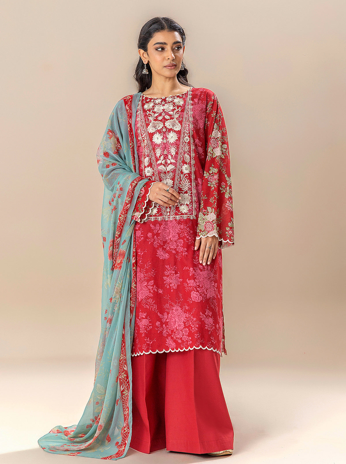 3 Piece Embroidered Lawn Suit-Romance Season (Unstitched)
