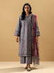3 Piece - Embroidered Khaddar Suit - Frost Gray
