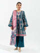 3 Piece - Printed Khaddar Suit - Royal Green
