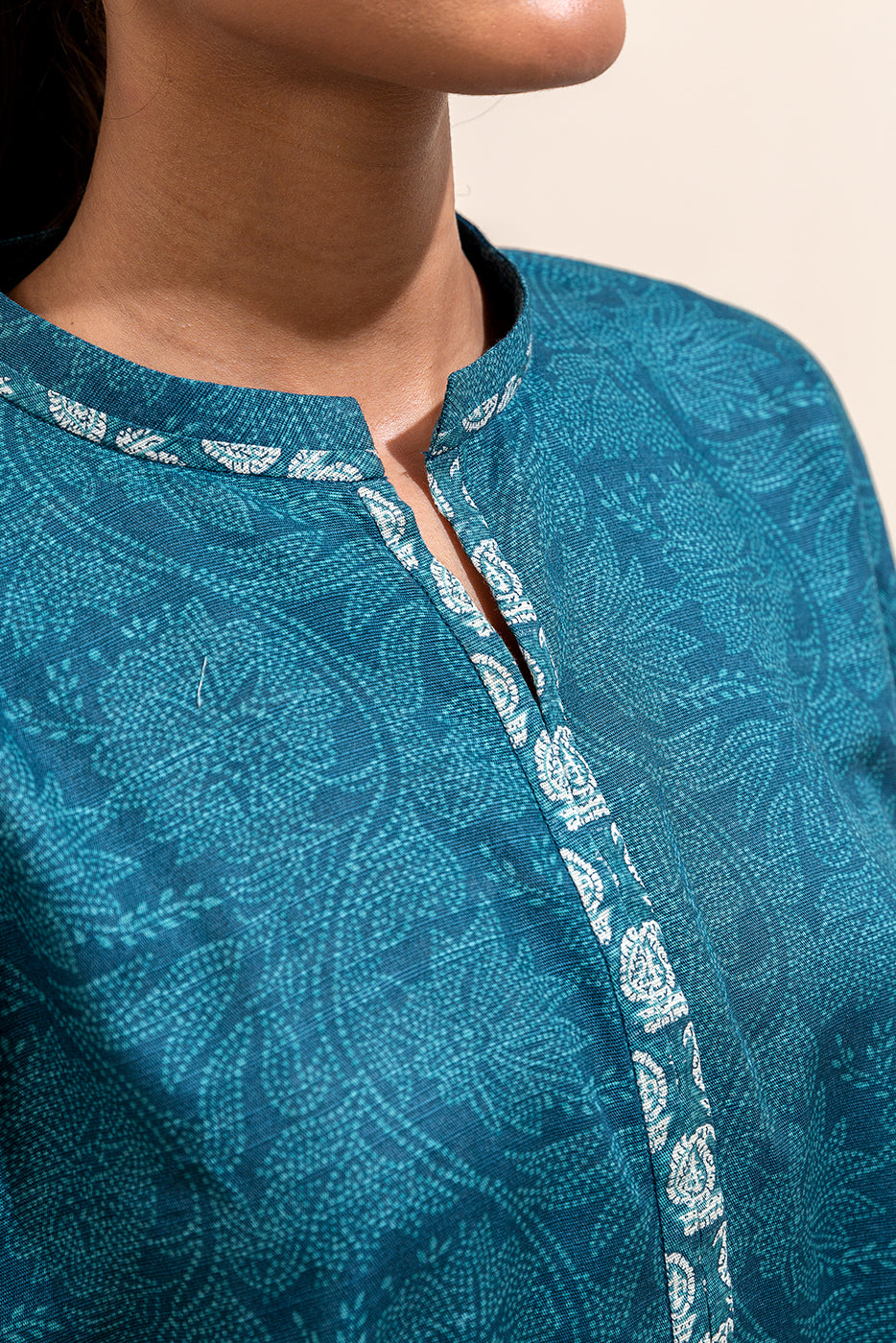 2 Piece Printed Khaddar Suit-Tealish Verve (Unstitched)